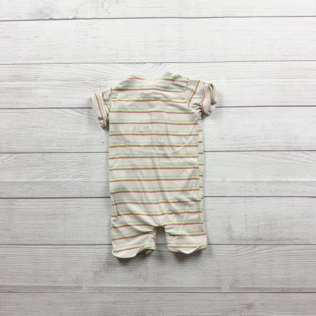 Me & Henry Baby Striped Henley Romper Cotton Blend Pastel 3-6 Months