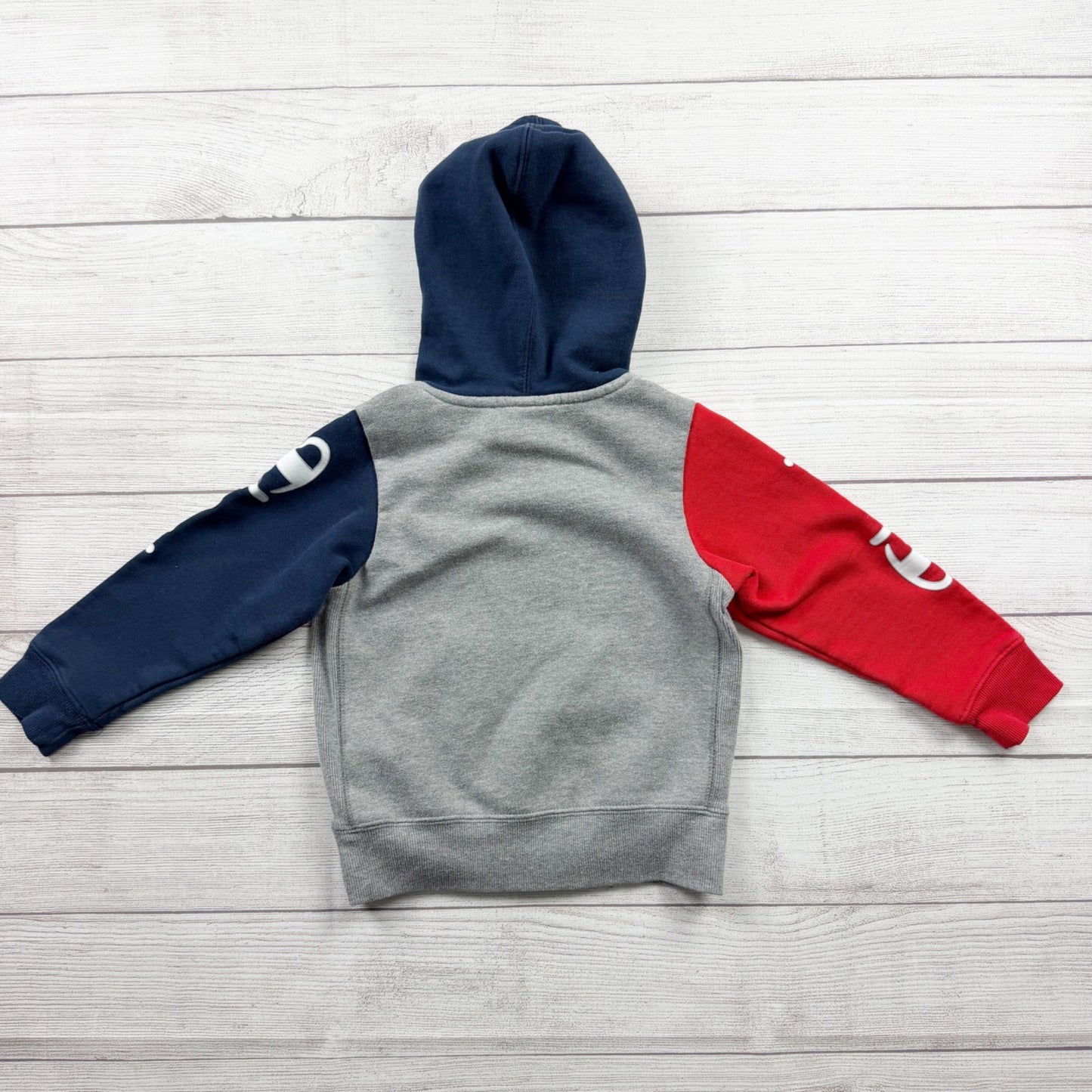 Champion Kids Hoodie Sweatshirt Gray Navy Red Colorblock Pullover 5