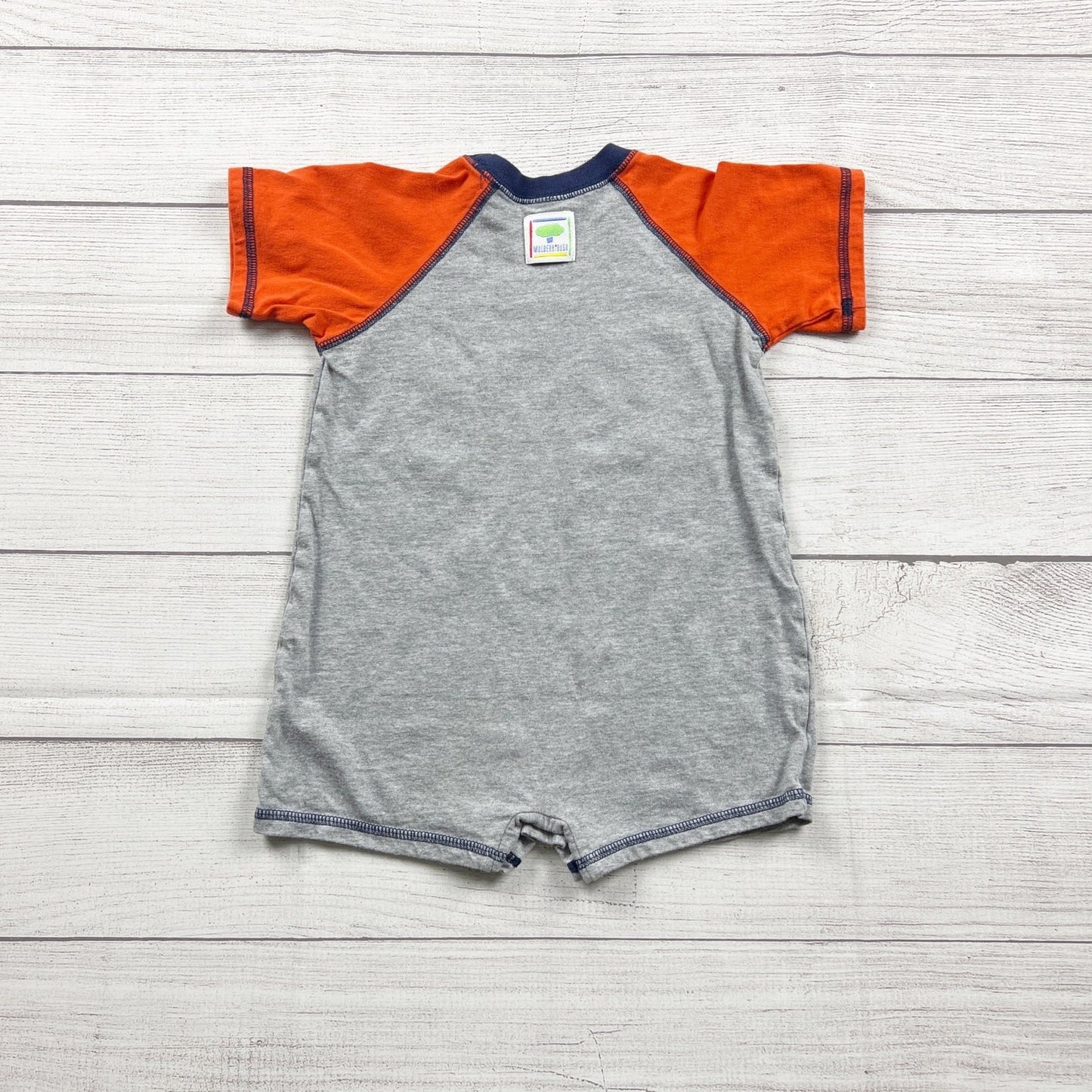 Mulberribush Baby Beach Themed Romper Orange Gray Short Sleeve 18-24 Months