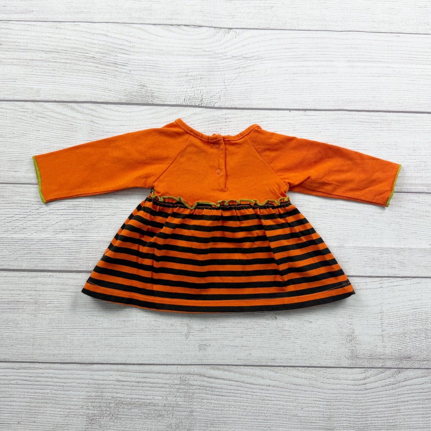 Halloween Pumpkin Dress Outfit Set Striped Dress + Black Tights Newborn