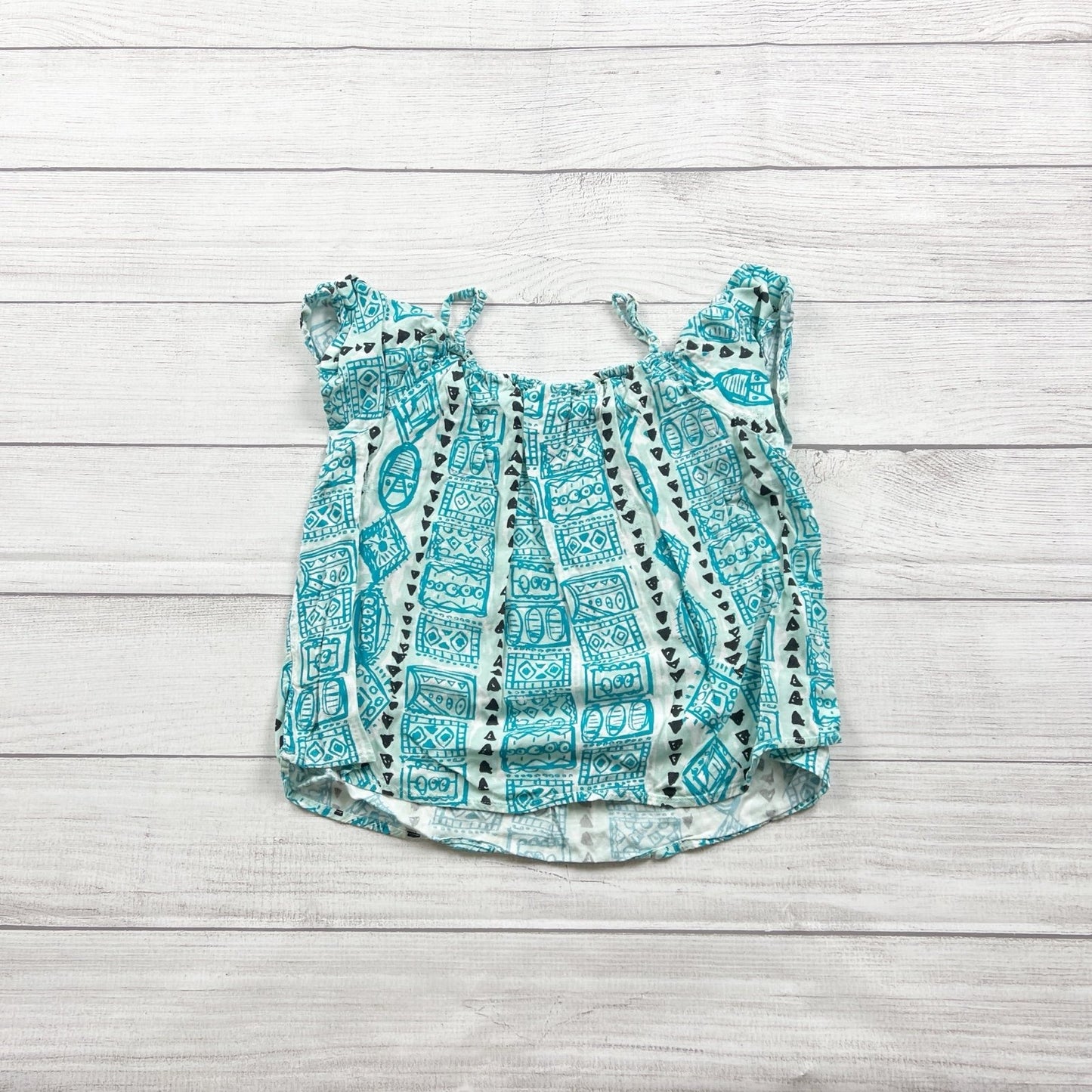 Mudd Girls Boho Print Blue White Rayon Top Tunic Style Lightweight 12