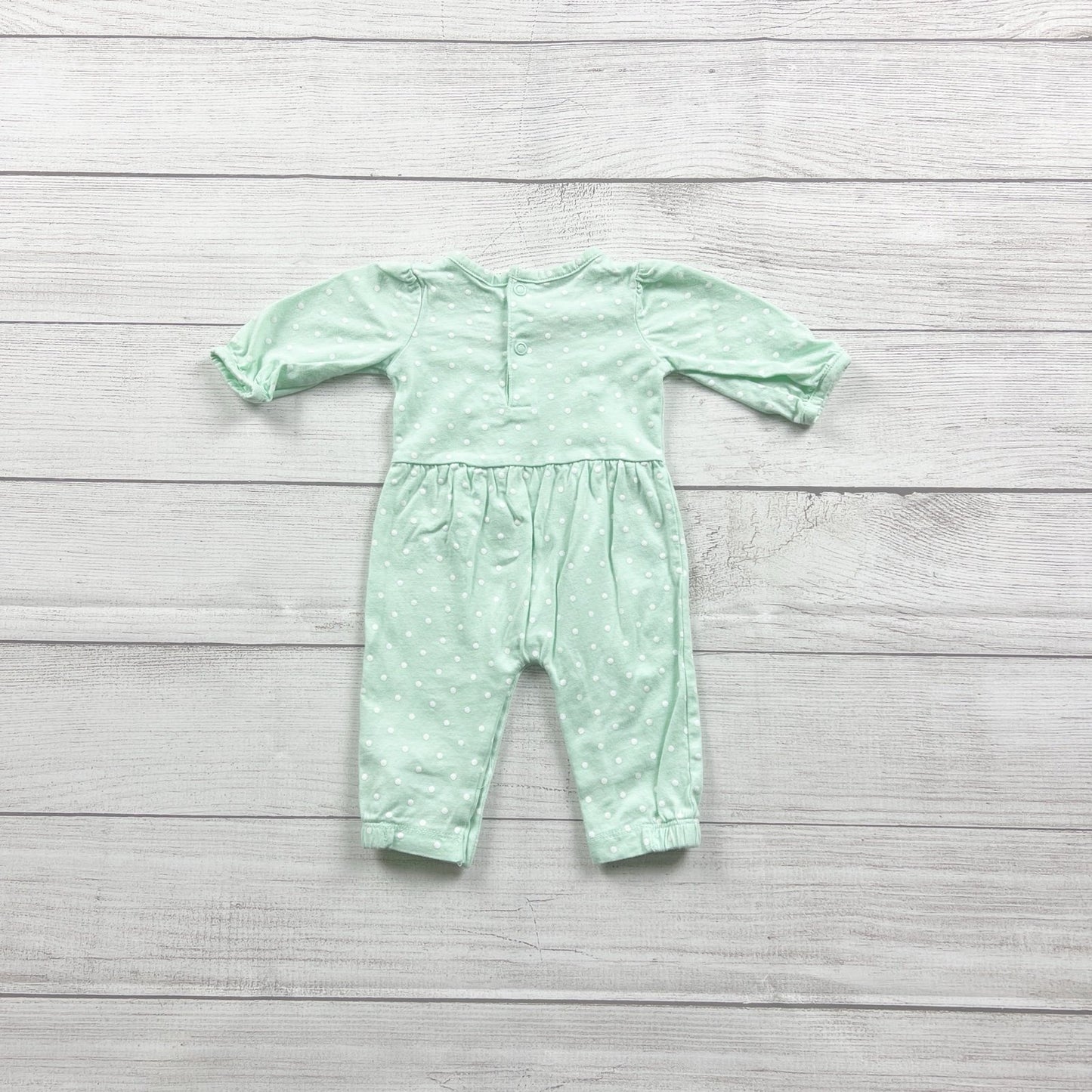 Just One You By Carter's Baby Girl Polka Dot Mint Green Floral Romper Newborn