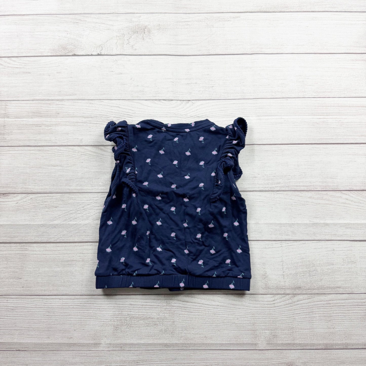Vineyard Vines Girls Ruffle Sleeve Sweatshirt Tank Floral Sleeveless Top S 7-8