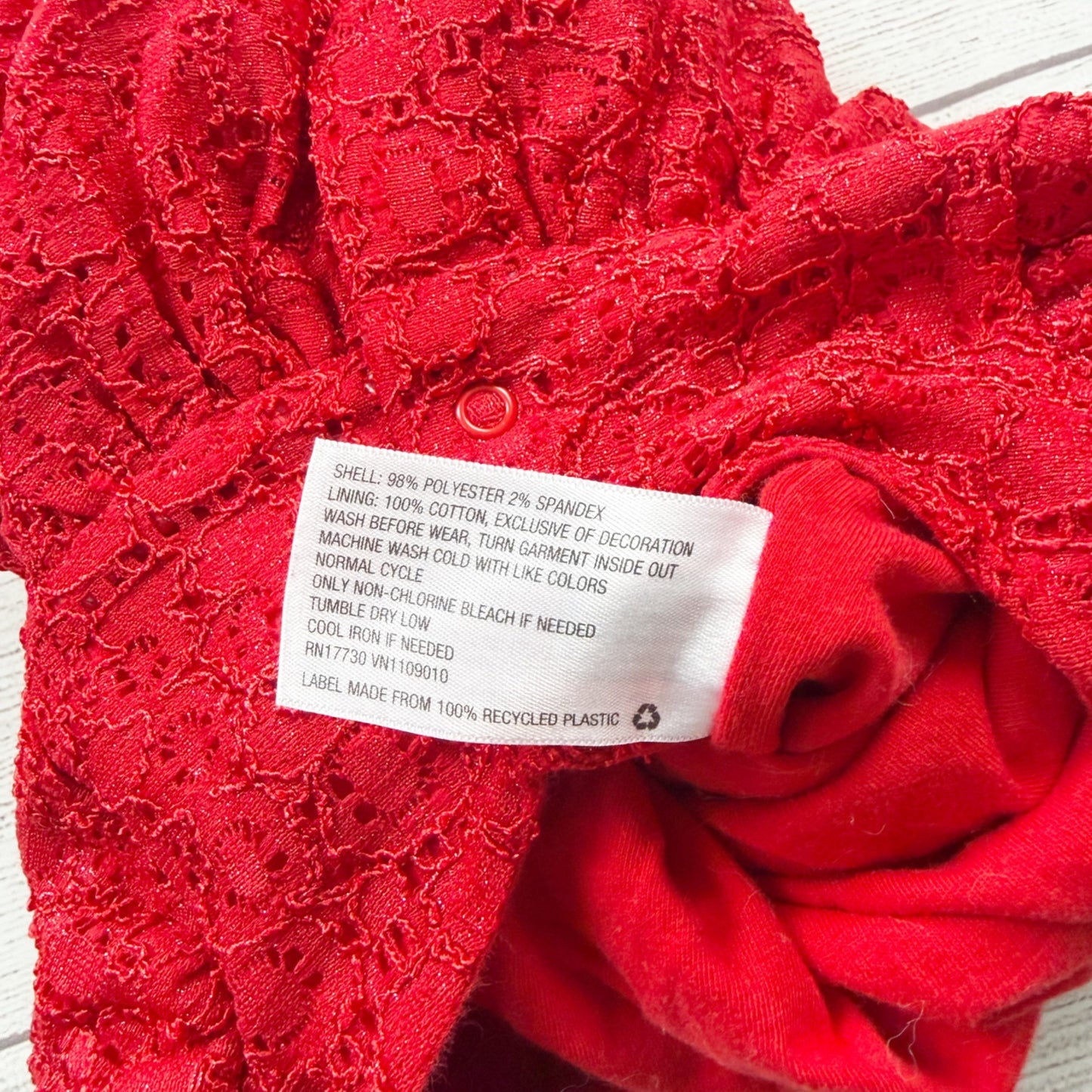 Cat & Jack Baby Girls Red Lace Bow Romper 6-9 Months