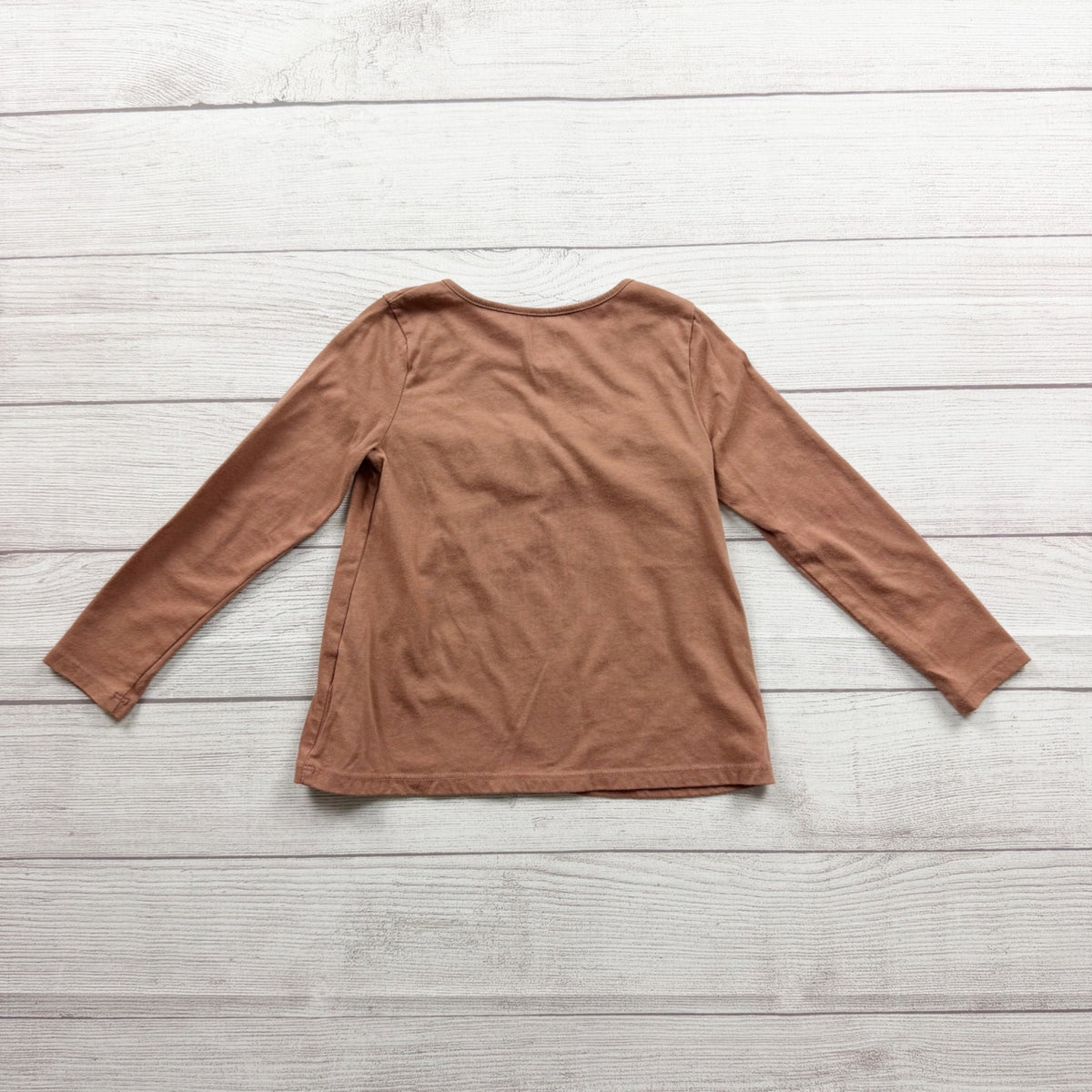 The Children's Place Ruffled Long Sleeve Top Girls Brown Cotton Blend 5T