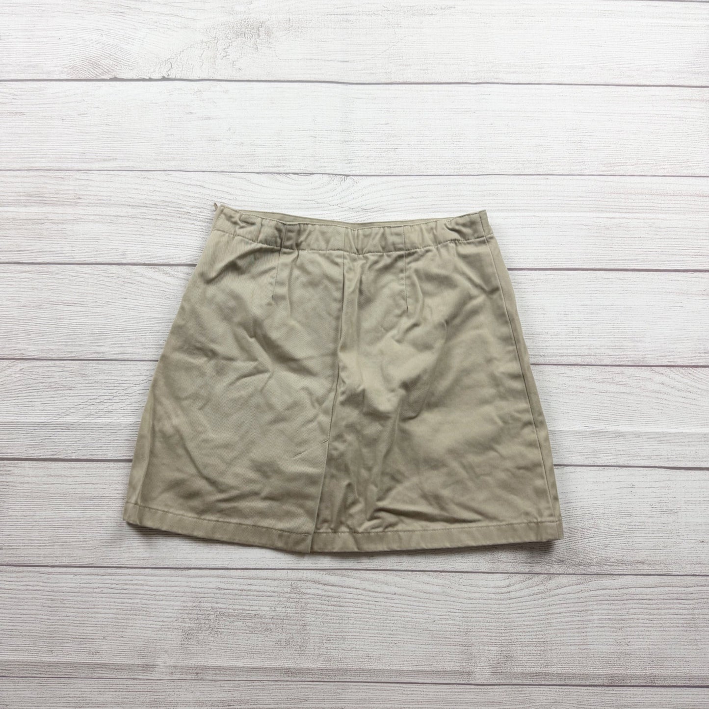 Lands End Girls Khaki Uniform Skort Adjustable Waist Stretch Blend 12