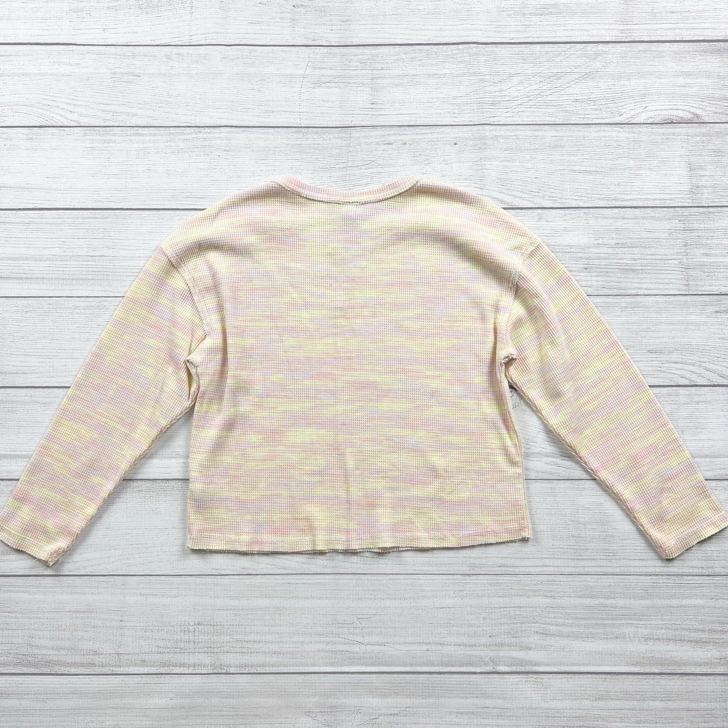 Art Class Waffle Knit Shirt Pastel Stripe Long Sleeve Thermal Crewneck L 10-12