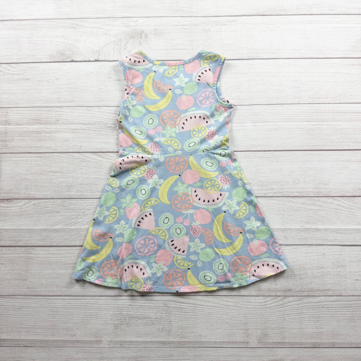 Wonder Nation Girls Sleeveless Fruit Print Dress Multicolor Lightweight S 6-6X