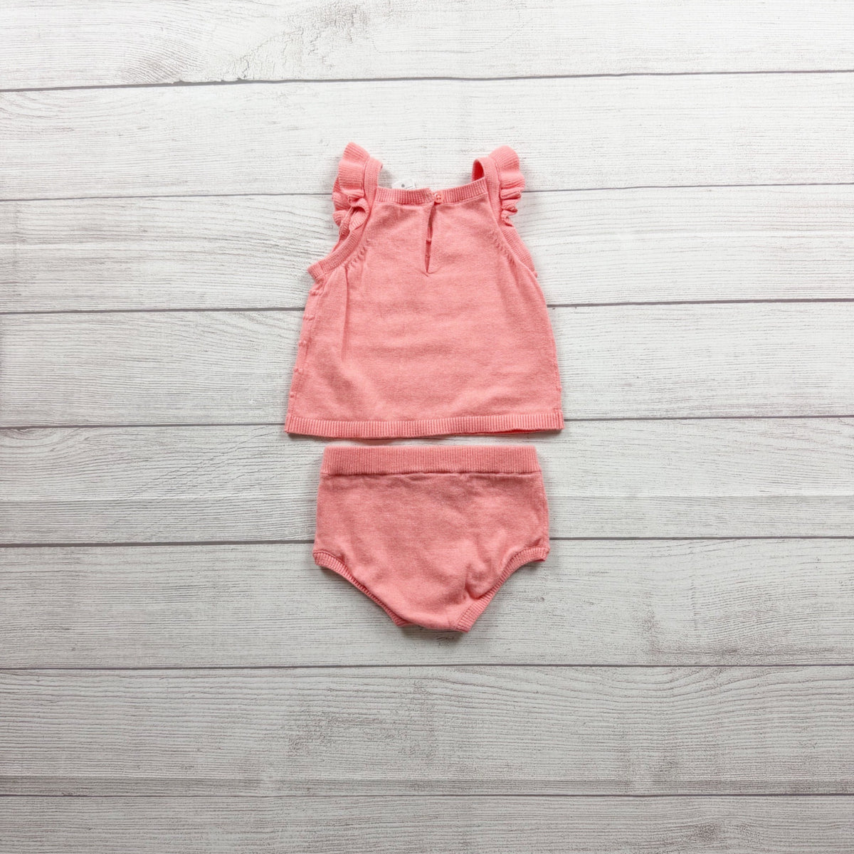 Carter's Baby Girls 2-Piece Pink Top Bloomer Set Striped Ruffle Detail 3-6 Months