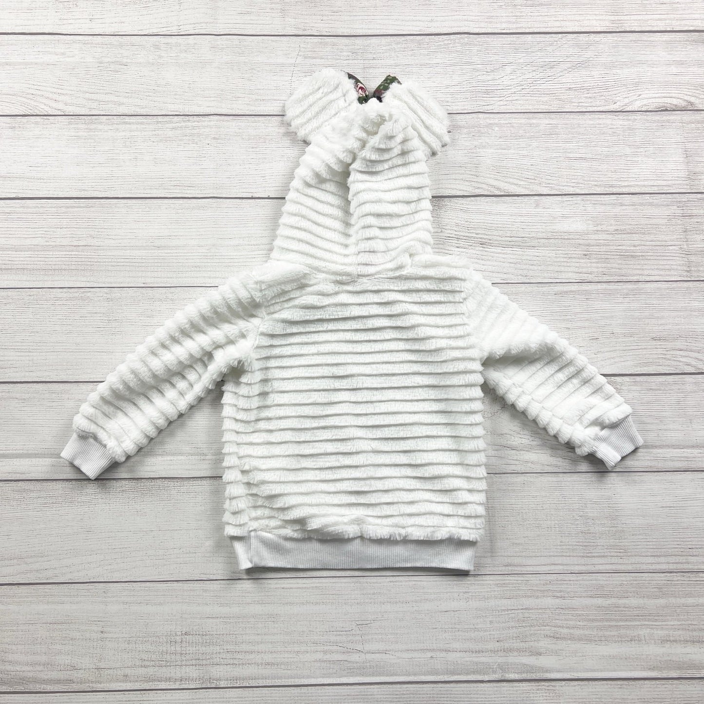 Disney Toddler Hoodie Faux Fur Plush Pullover Mickey Minnie Sweatshirt 4T