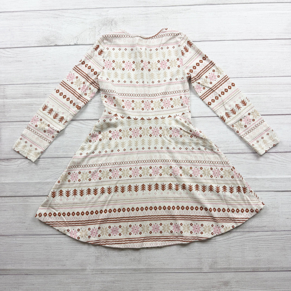 The Children's Place Girls Snow Fairisle Pattern Long Sleeve Dress M 7-8
