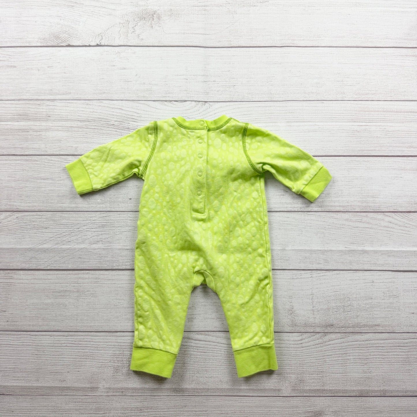 Disney Baby Neon Green Mike Wazowski Romper Monsters Inc 6-9 Months