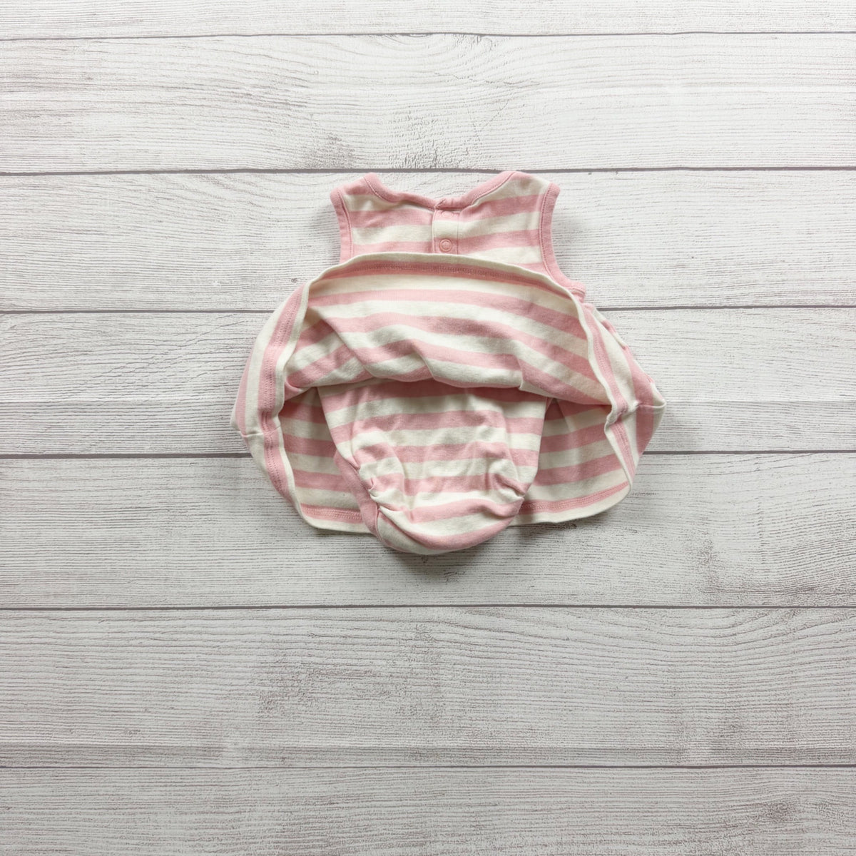 Hanna Andersson Baby Girl Pink Striped Sleeveless Bodysuit Dress 0-3 Months