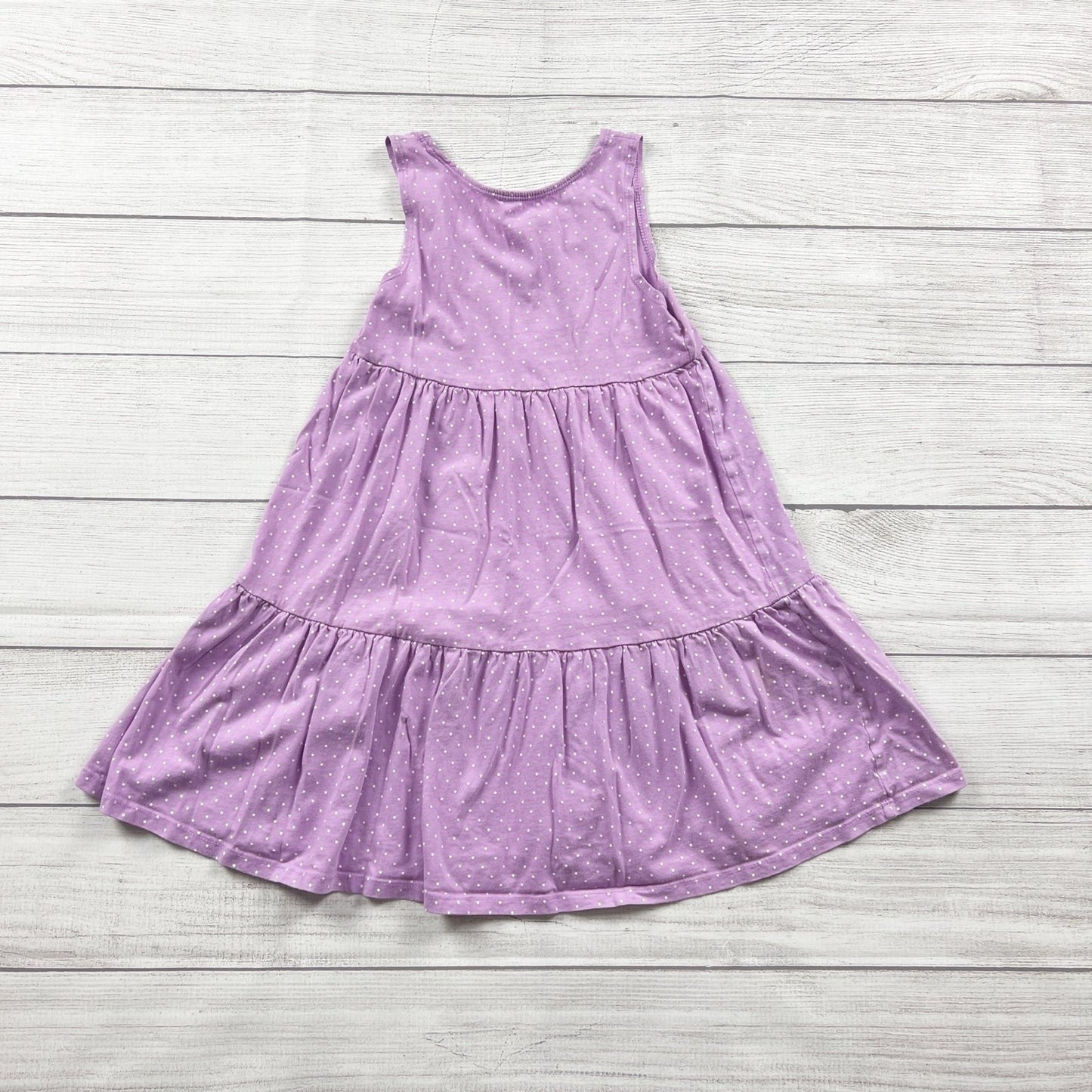 H&M Girls Dress Purple Polka Dot Tiered Sleeveless 6-8 Years