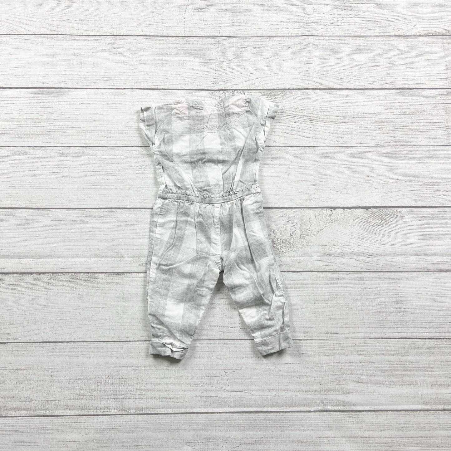 Carter's Baby Girls Gray White Plaid Sleeveless Romper 0-3 Months