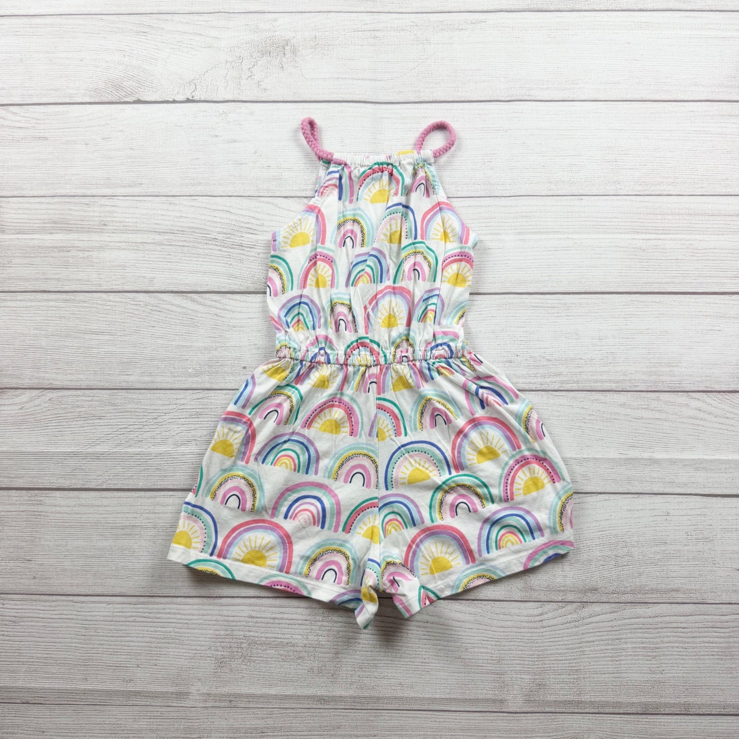Rumi + Ryder Girls Rainbow Print Sleeveless Romper S 6-7