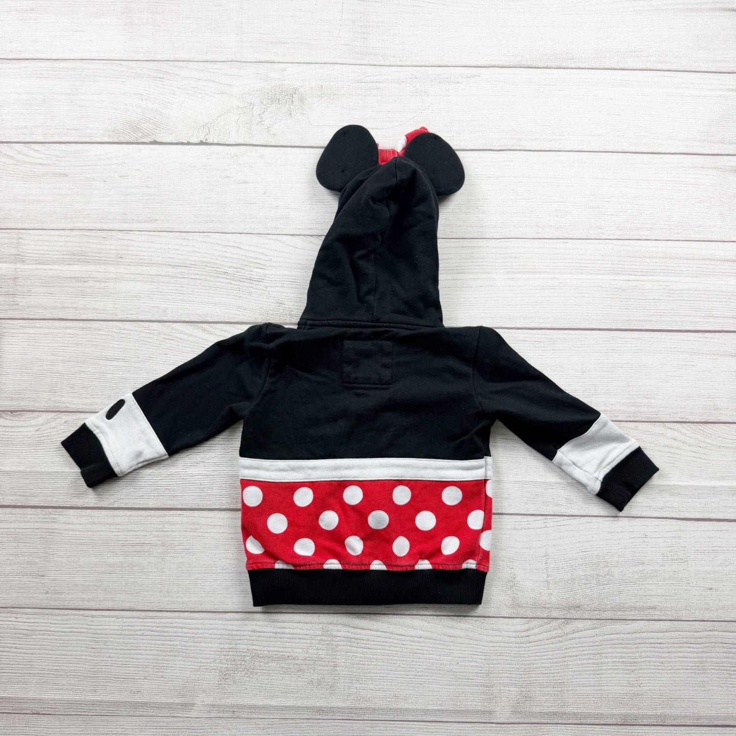 Disney Minnie Mouse Toddler Hoodie Jacket Polka Dots Ears Bow 18-24 Months