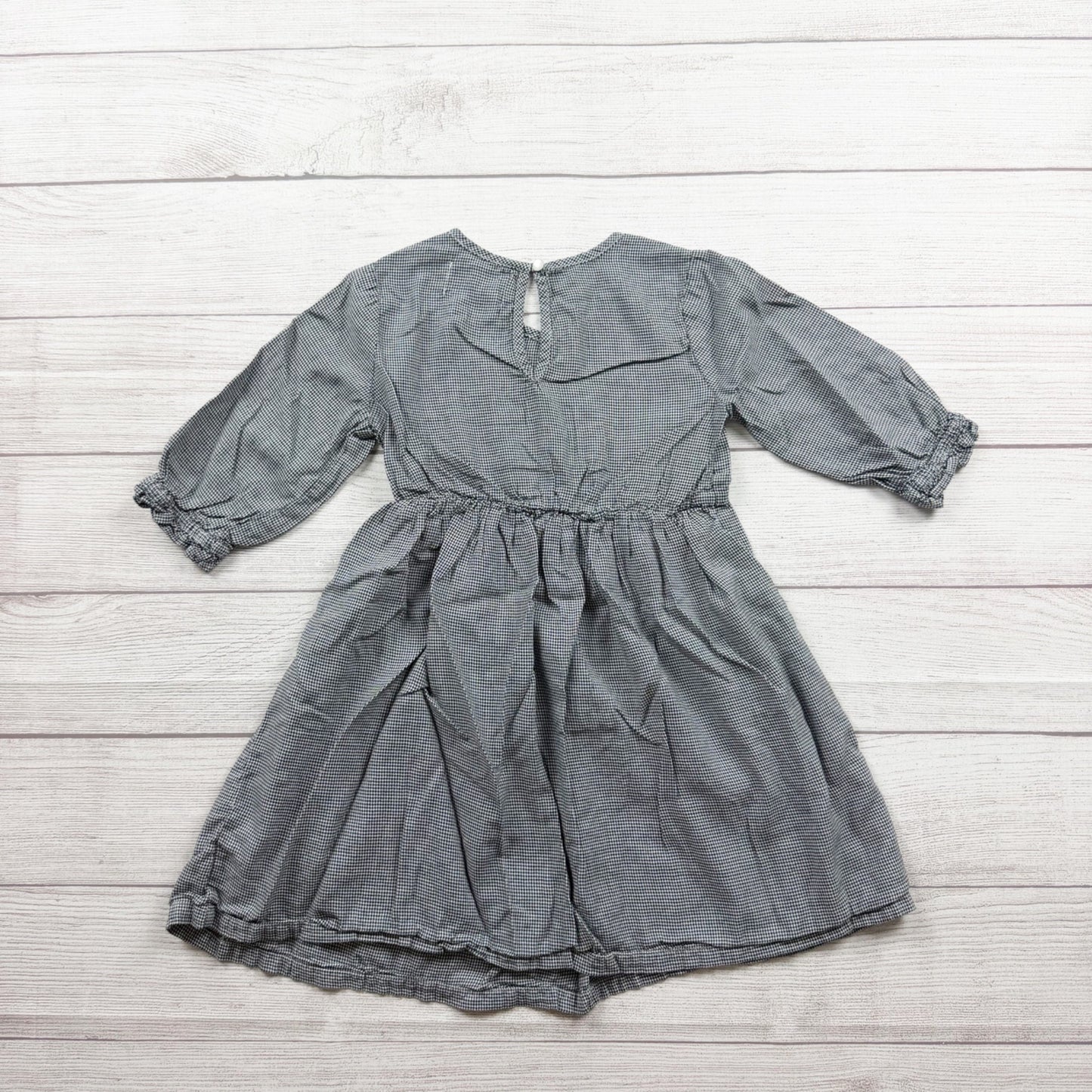 Old Navy Girls Houndstooth Long Sleeve Dress Gray Cotton Blend 5T