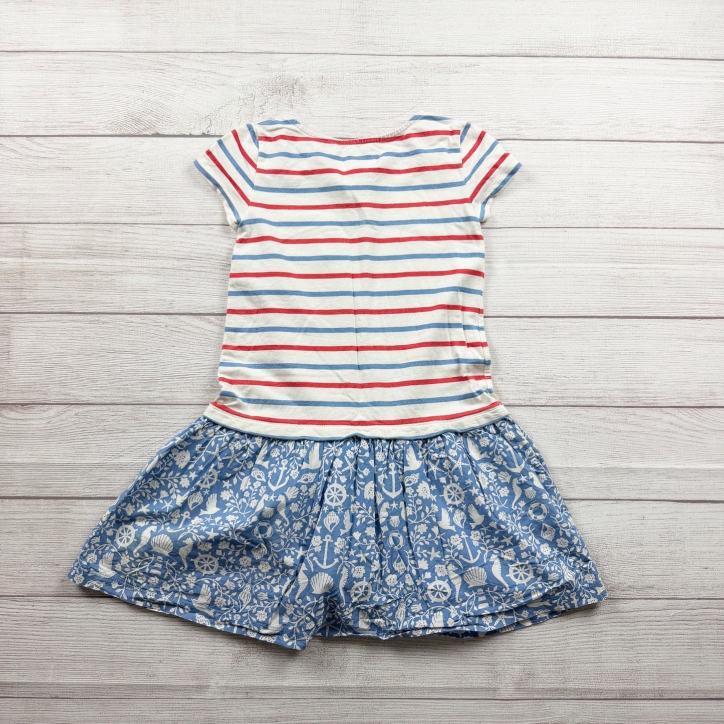 Boden Girls Striped Top Blue Nautical Print Skirt Pocket Dress 6-7