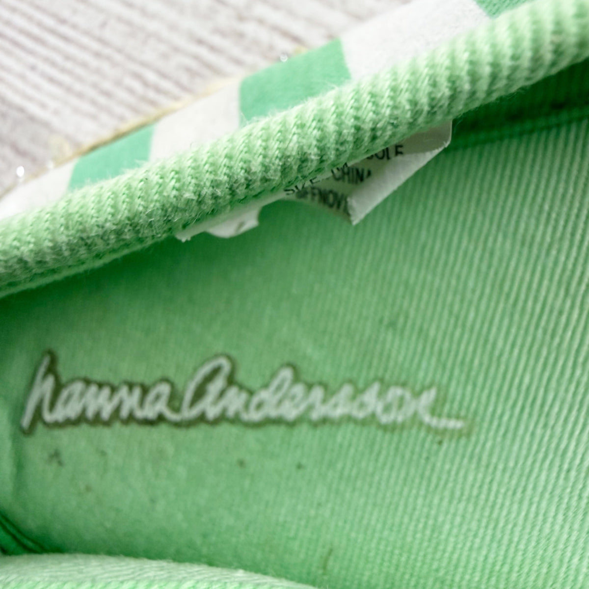 Hanna Andersson Girls Green & White Striped Emelie Espadrilles Casual Shoes US 1