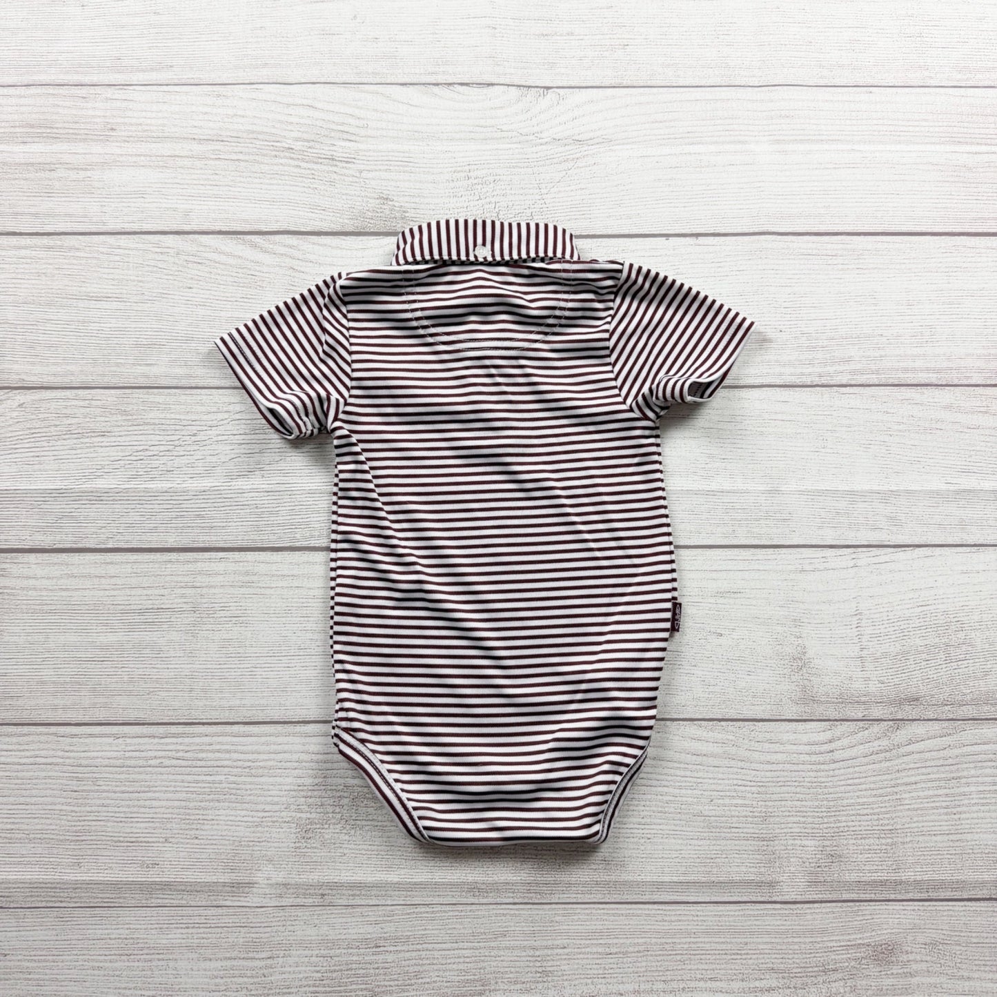 Garb Infant Polo Bodysuit Striped Collared Short Sleeve One Piece 6-12 Months