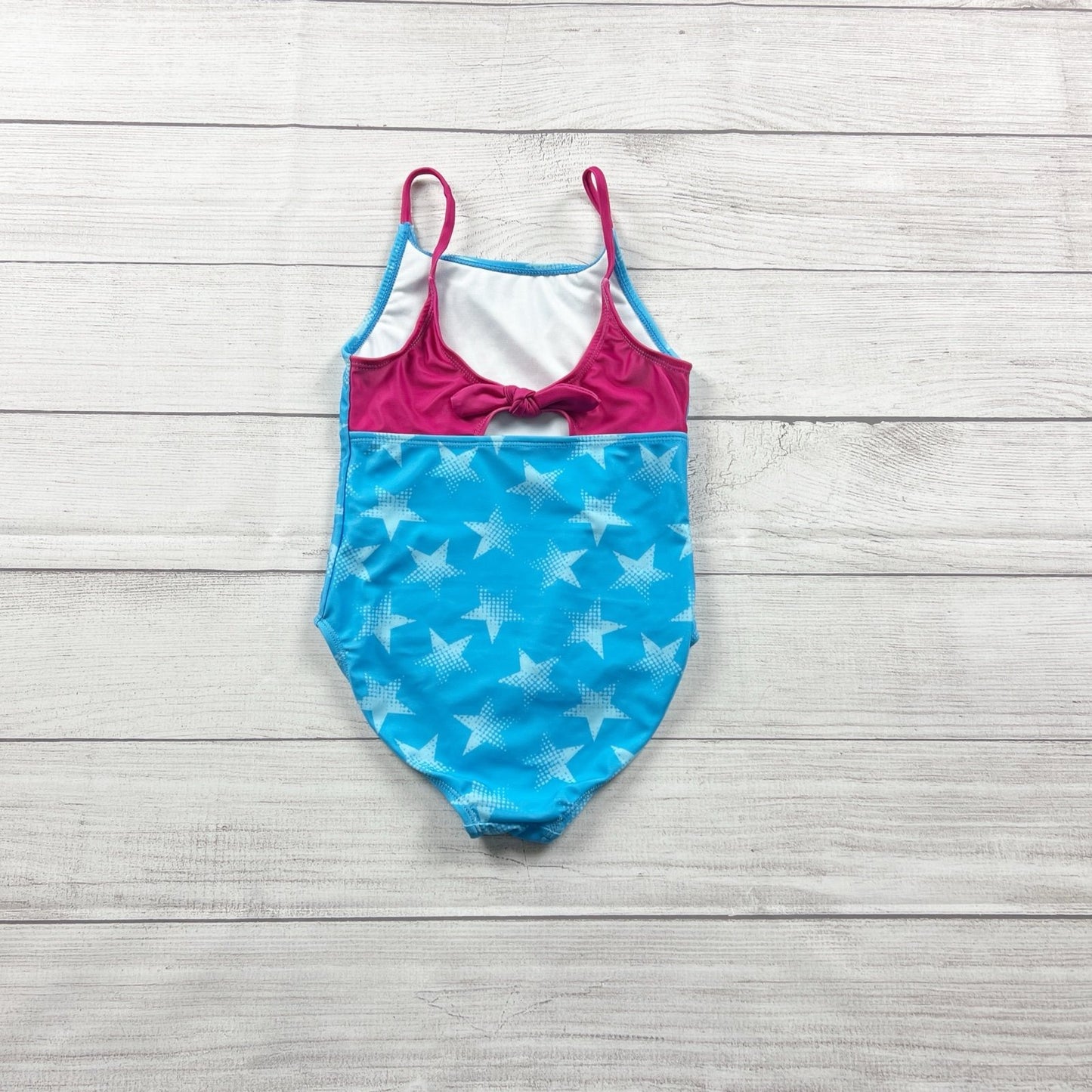 Wonder Woman Girls Swimsuit Star Print One Piece Bow Back Small