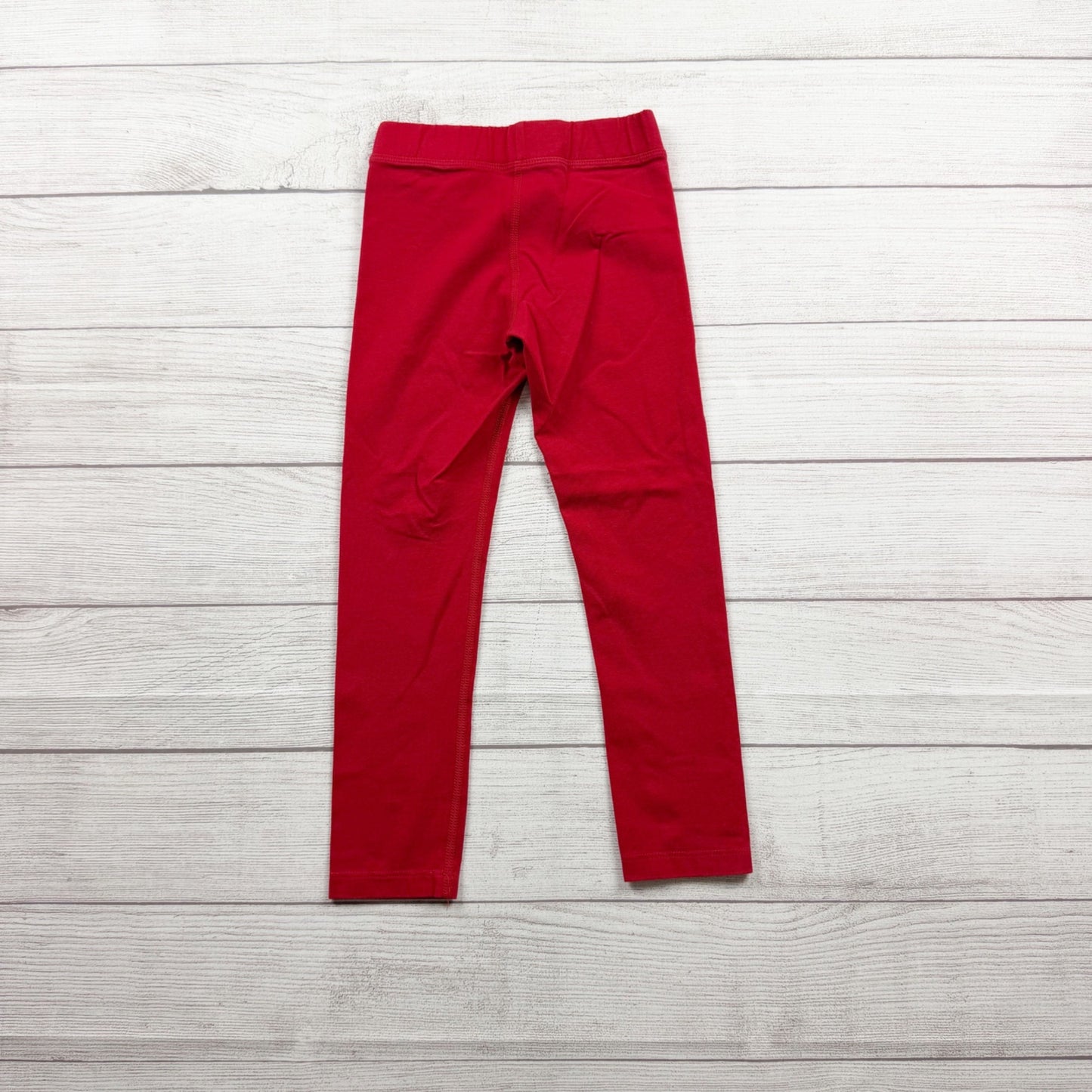 Primary Red Leggings Elastic Waist Cotton Blend Slim Fit Lightweight 6-7
