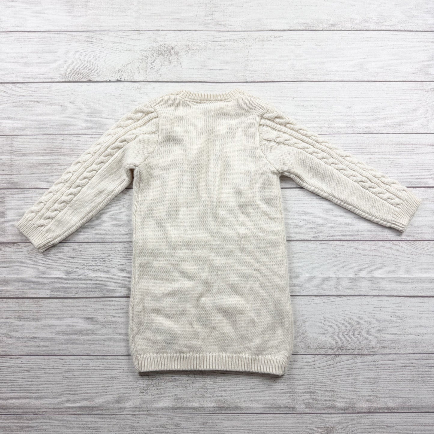 Primark Girls Cream Cable Knit Sweater Dress Floral Embroidered NWT 4-5