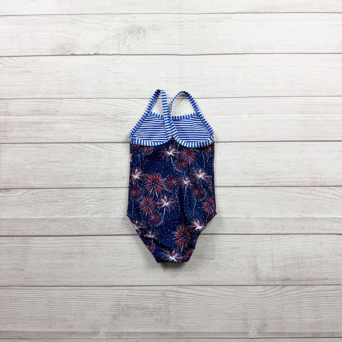 Dolfin Fireworks Print Girls Swimsuit One Piece Navy Red White 3T