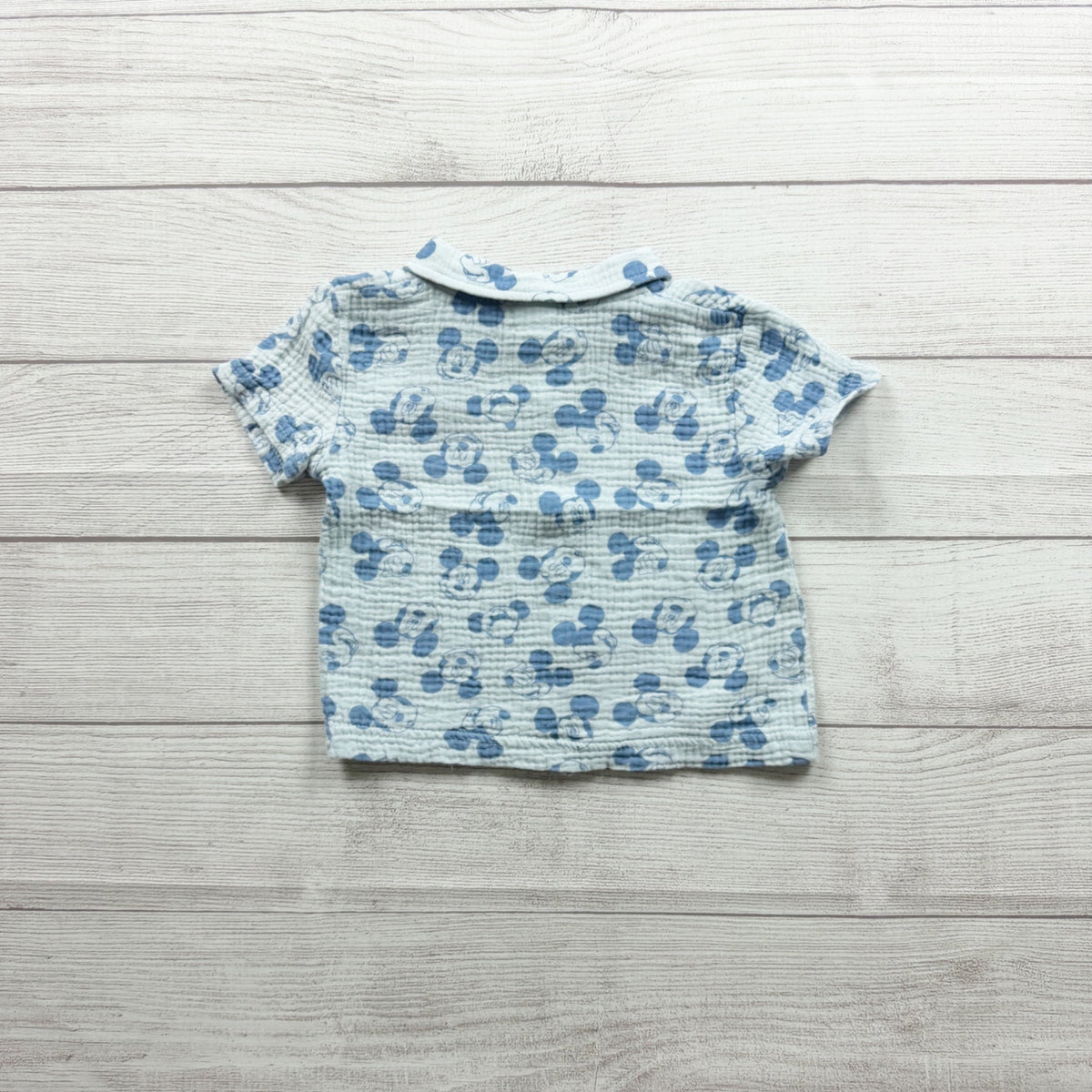 Disney Baby Mickey Mouse Button Up Shirt Short Sleeve 9-12 Months