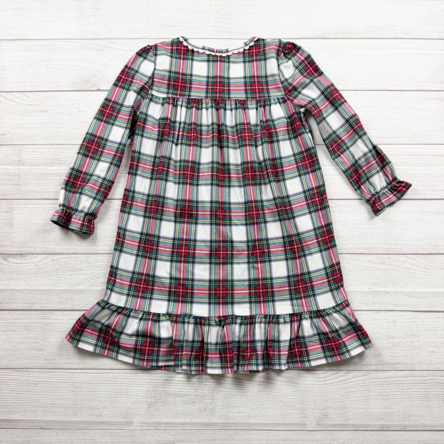 Family PJs Kids Plaid Long Sleeve Granny Holiday Nightgown Soft Polyester S 6-7