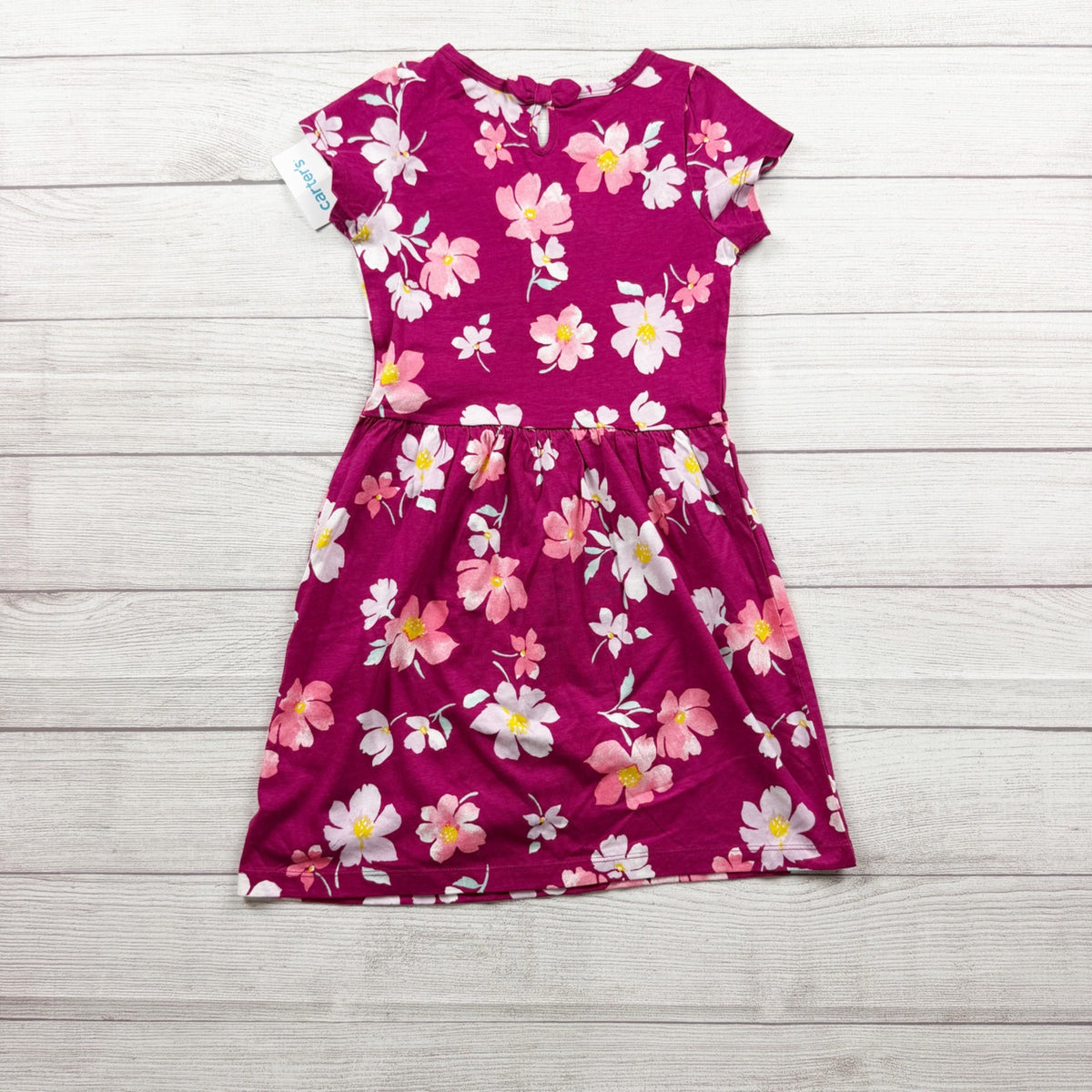 Carter's Floral Print Pink Dress Cotton Short Sleeve Lightweight 8