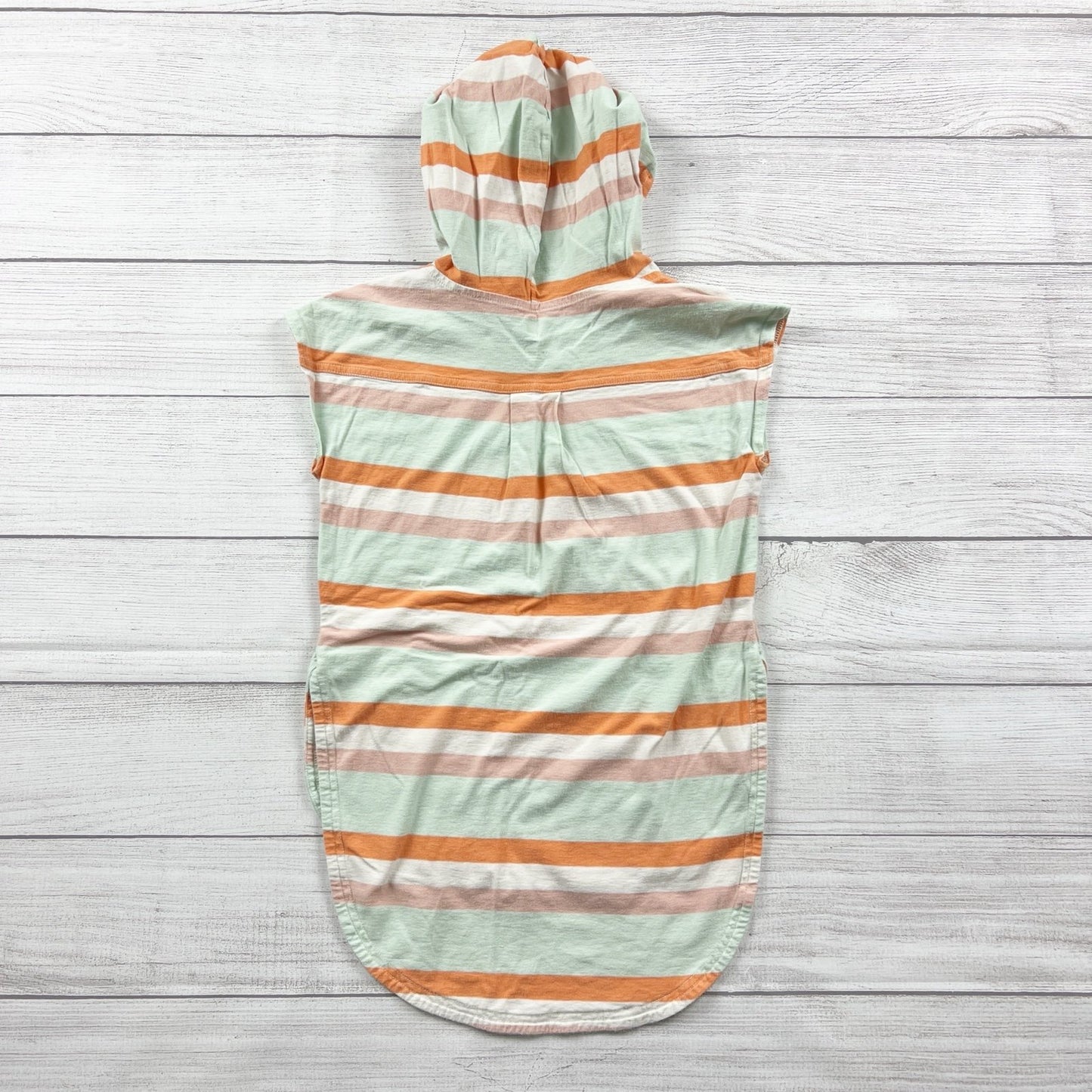 Tea Collection Girls Hooded Dress Mint Orange Stripe Sleeveless Cover Up 10