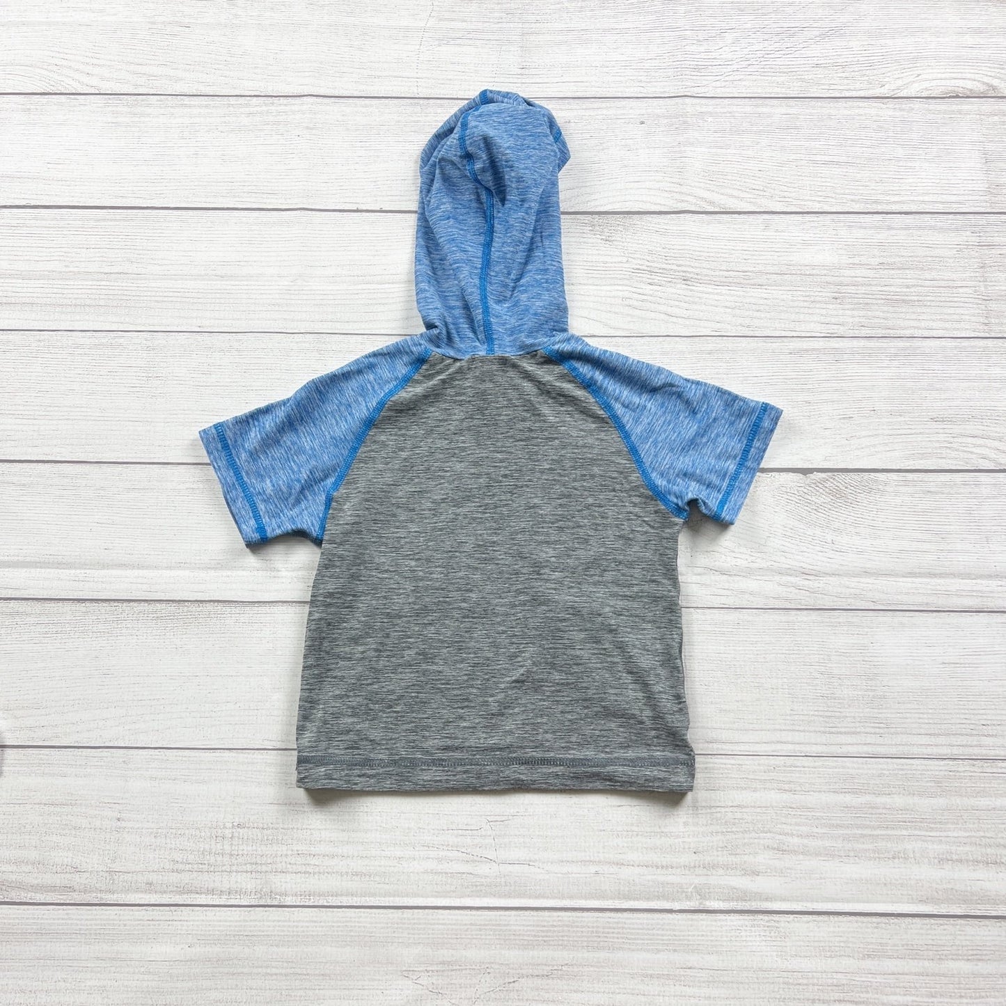 Hanna Andersson Toddler Boys Blue Gray Short Sleeve Hoodie Top UV 3T