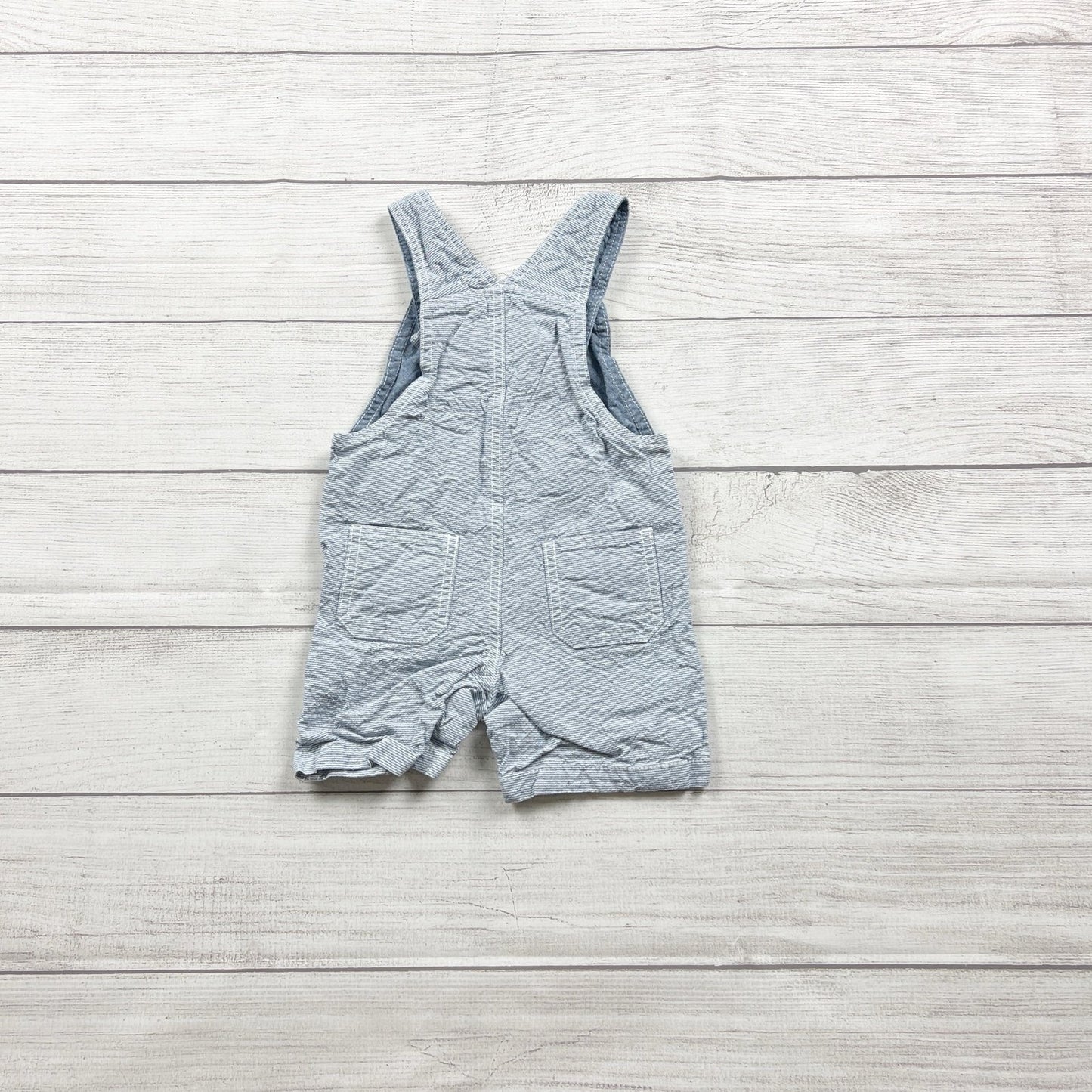 Kids Headquarters Shortalls Stripe Short Overall Shark Embroidered 12-18 Months