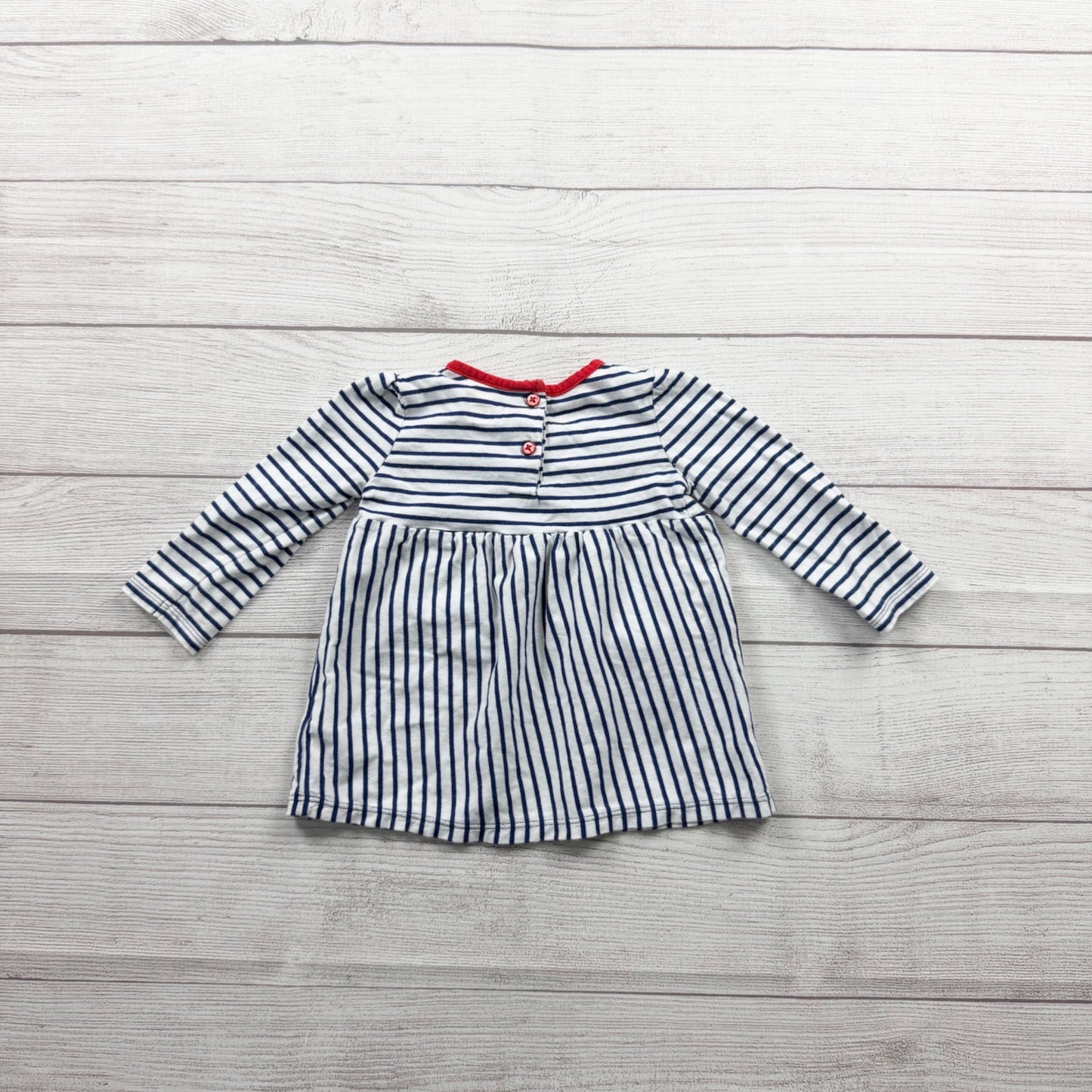 Koala Kids Striped Love Dress Red Heart Pockets Long Sleeve 9-12 Months