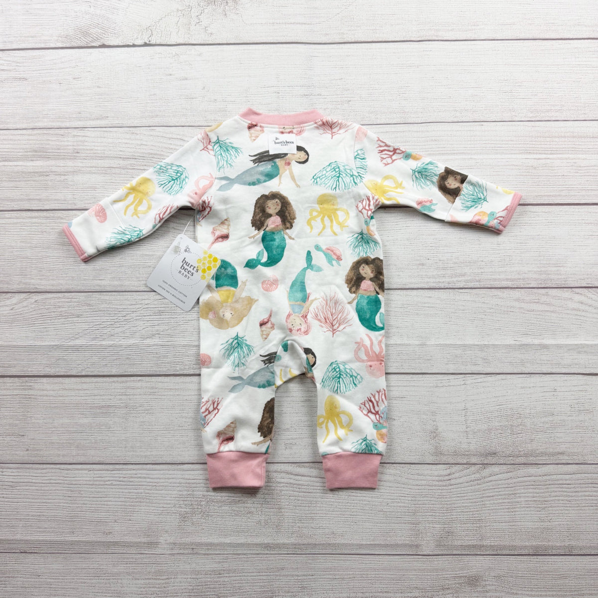 Burt's Bees Baby Mermaid Organic Cotton Footless Sleeper Colorful NWT 0-3 Months