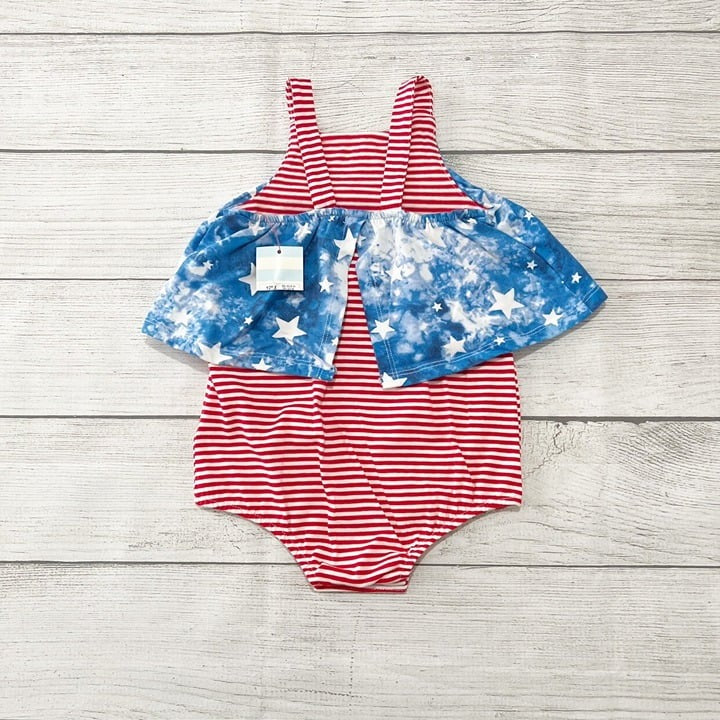Cat & Jack Baby Girl Romper Stripe Star Peplum One-Piece NWT 9-12 Months
