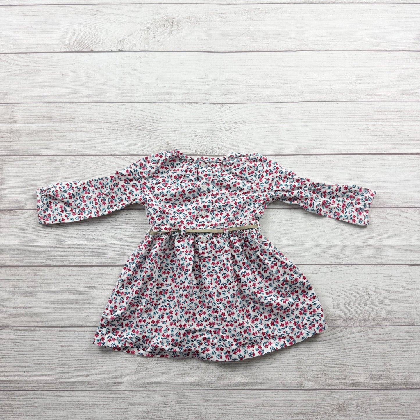 Carter’s Baby Girls Floral Long Sleeve Dress With Belt 9-12 Months