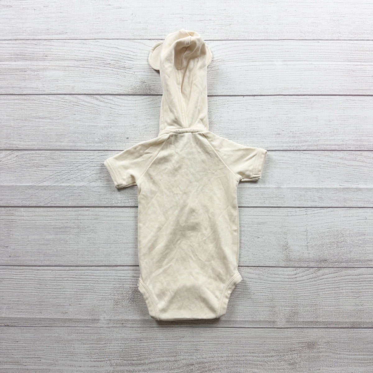 Kate Quinn Baby Organic Cotton Hooded Bodysuit Bear Ears Cream 3-6 Months