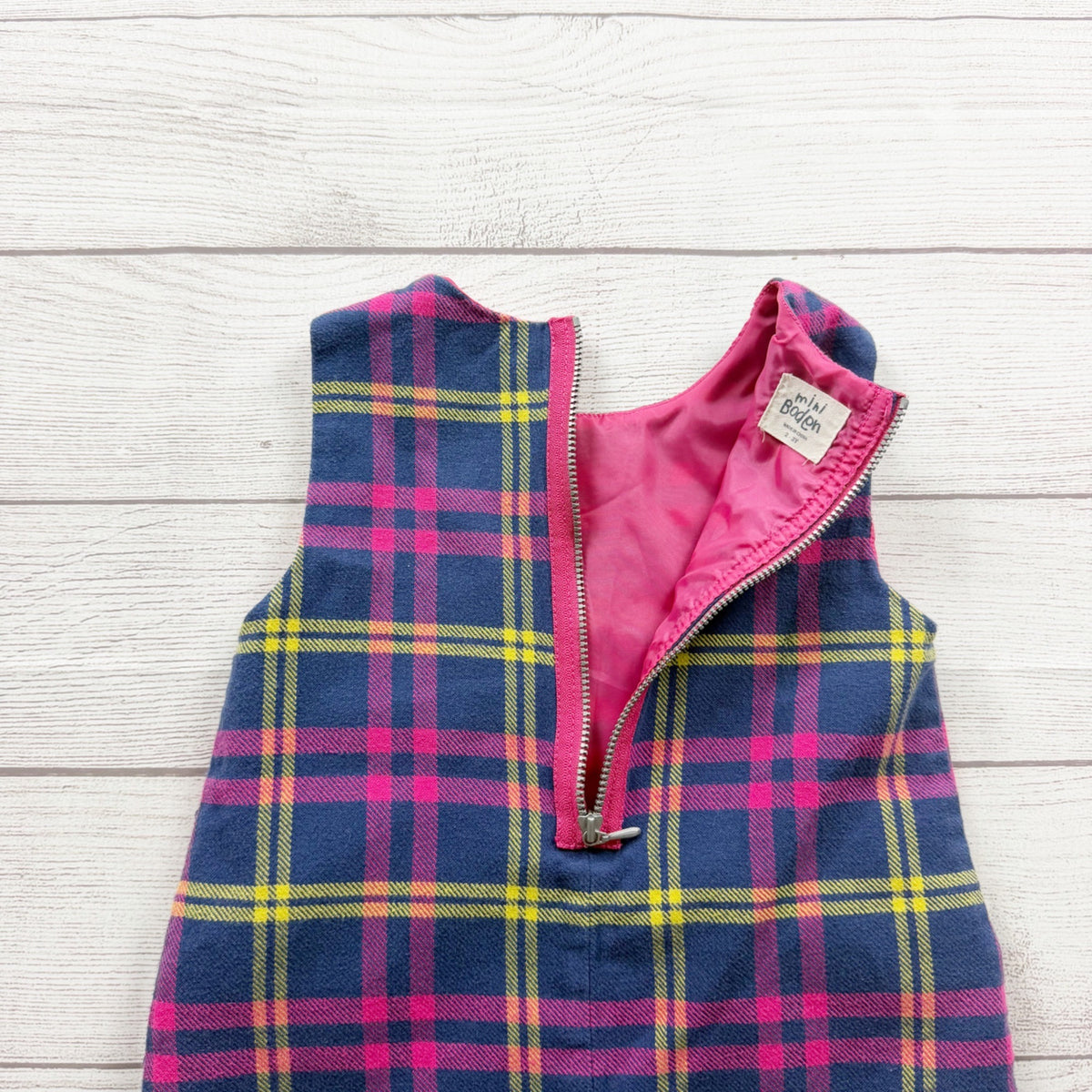 Mini Boden Girls Colorful Plaid Sleeveless Jumper Dress 2-3