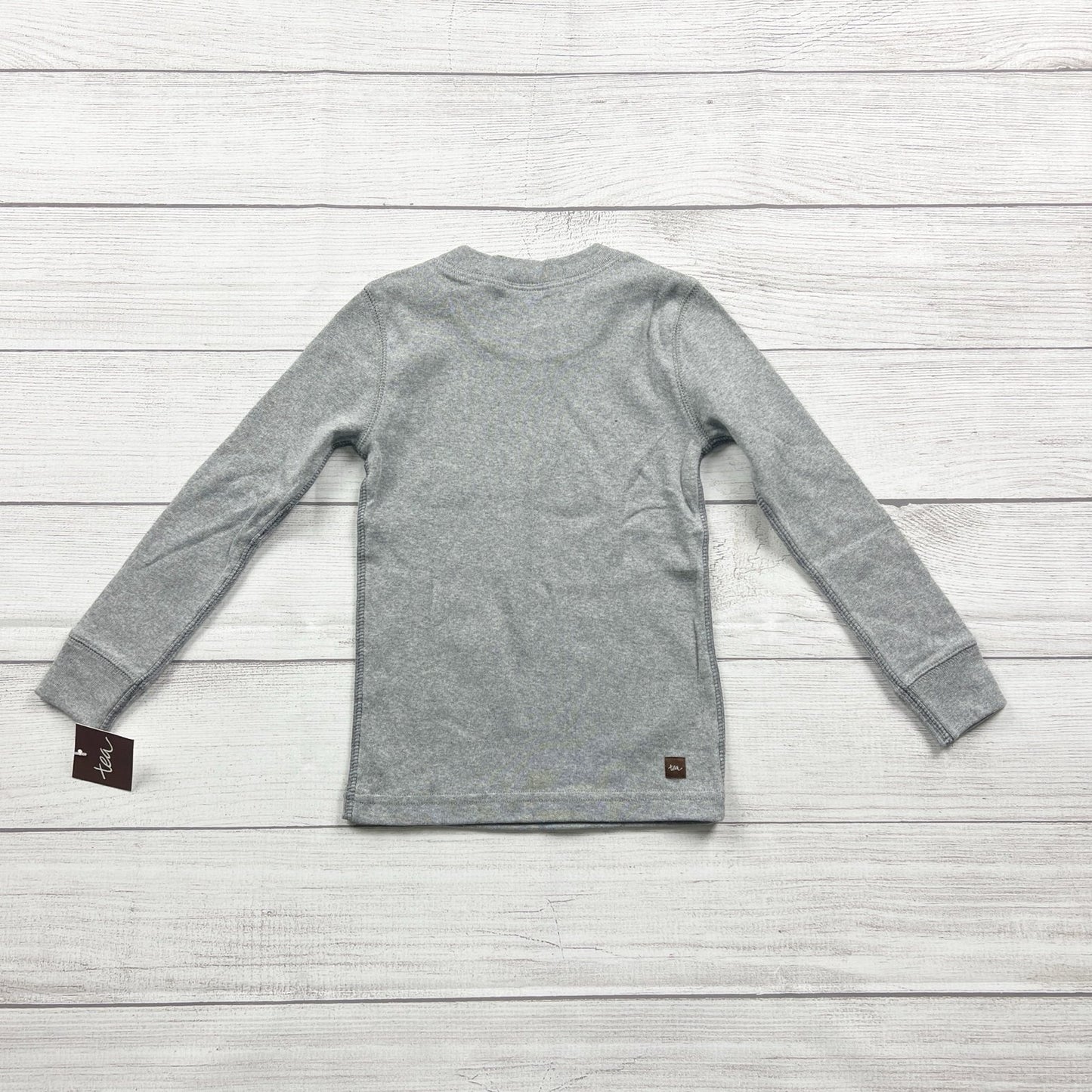 Tea Collection Kids Long Sleeve Shirt Heather Gray Crewneck Cotton Top NWT 4