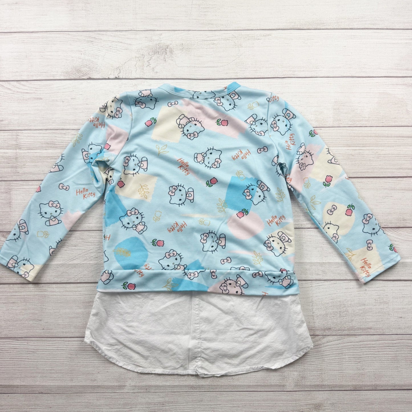 Hello Kitty Girls Long Sleeve Top Pastel Tie Dye Allover Print Shirt 12