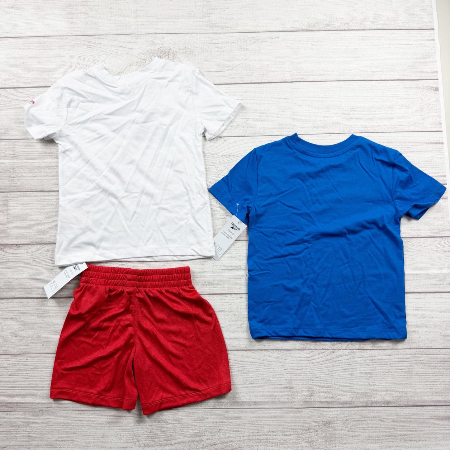 Reebok Boys 3 Piece Outfit T-Shirts + Athletic Shorts Kids Activewear NWT 4-5