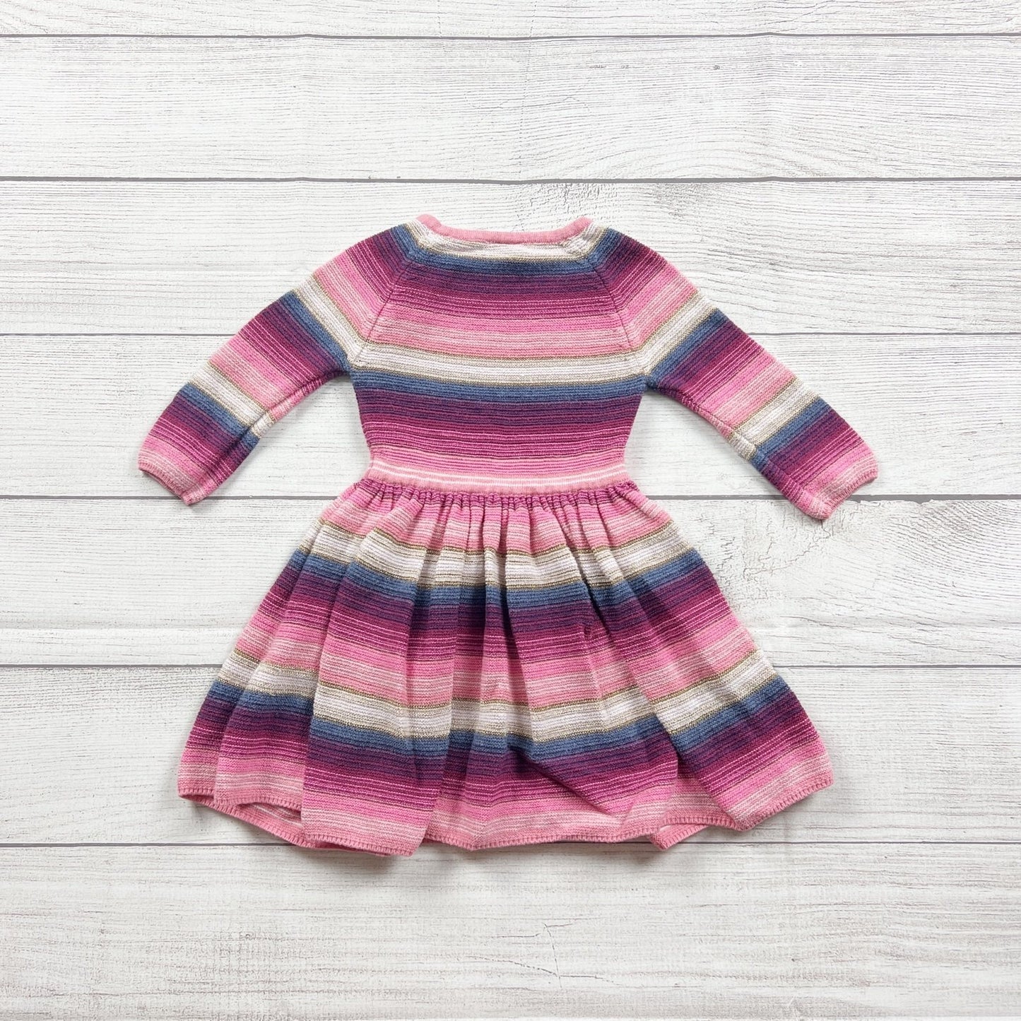 Egg Striped Knit Long Sleeve Baby Dress Pink Toddler Outfit 12-18 Months