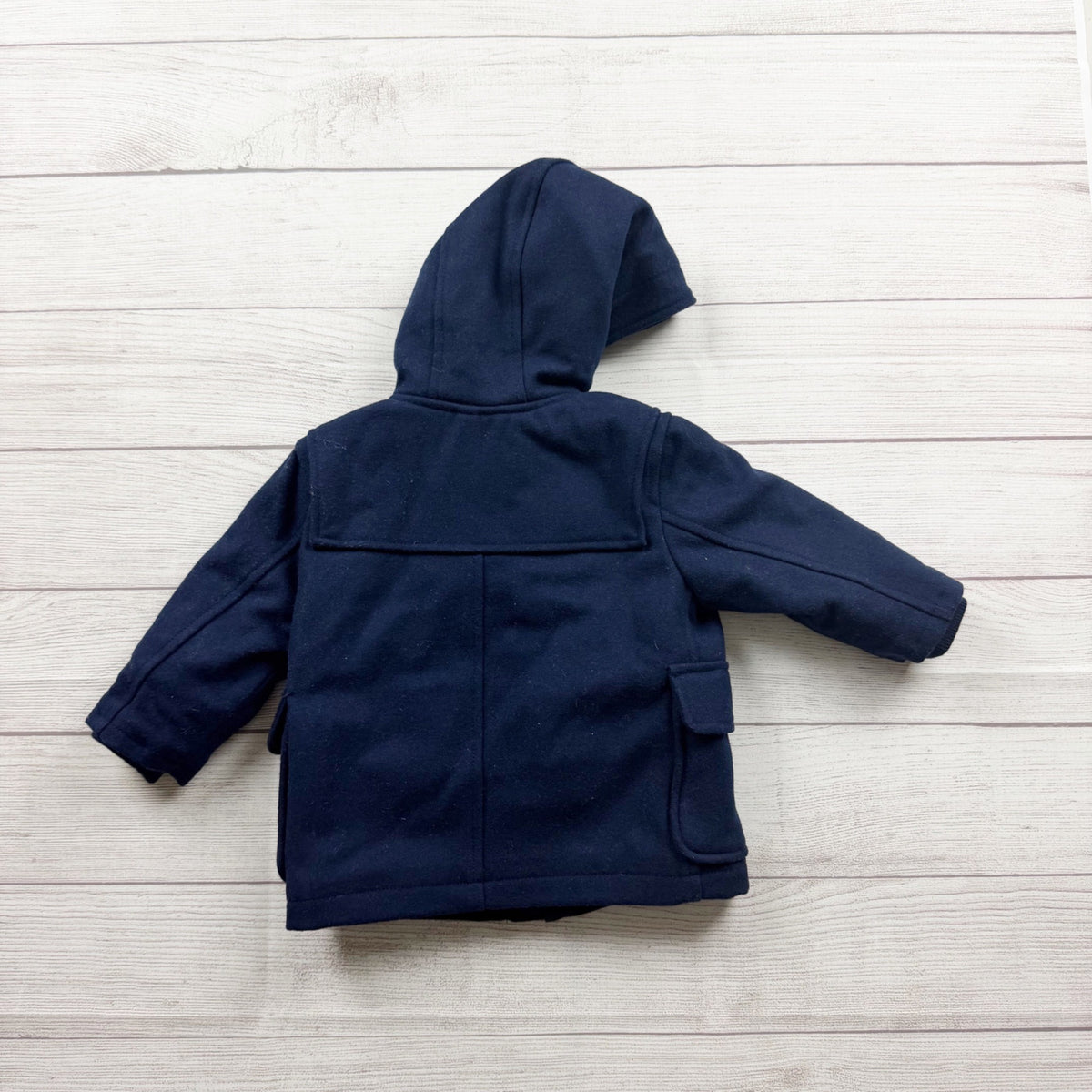Baby Gap Navy Blue Toggle Coat Hood Winter Wool Blend 12-18 Months