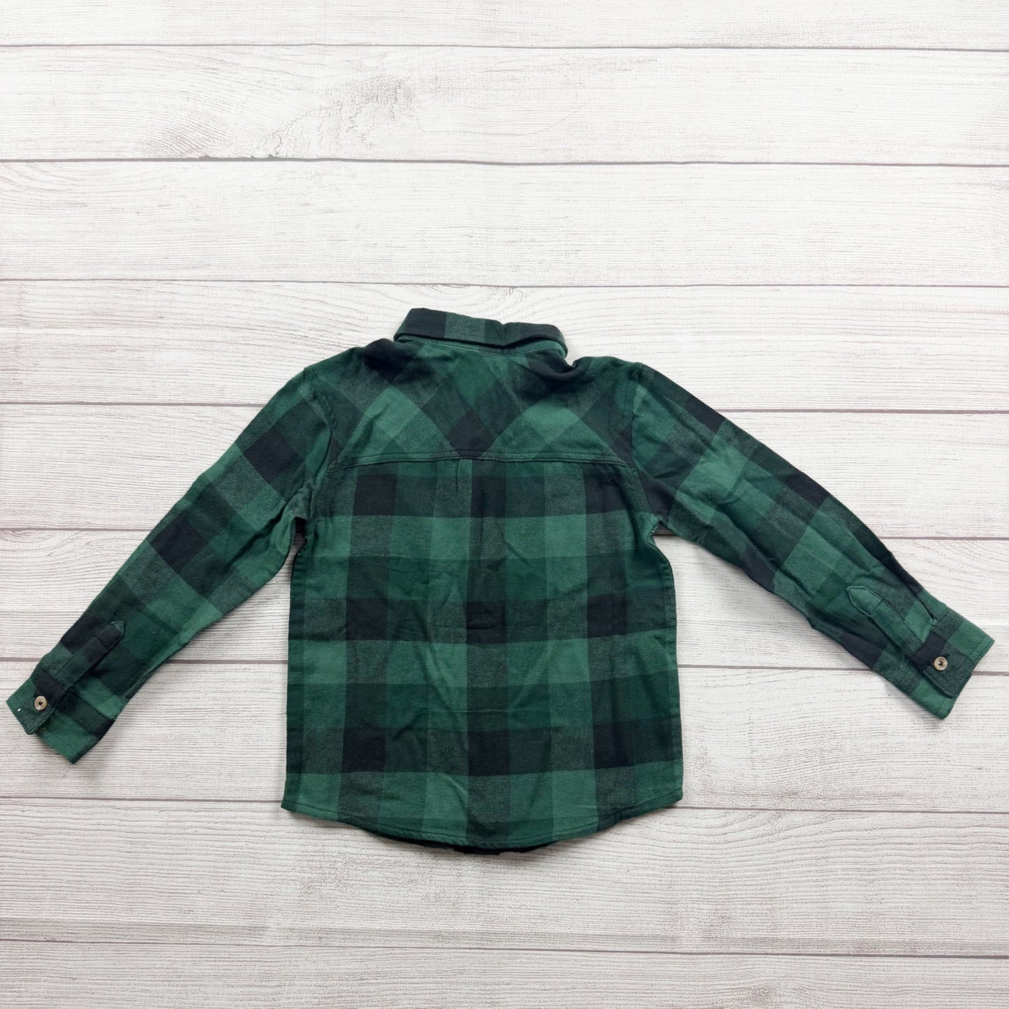Jumping Beans Boys Green & Black Plaid Long Sleeve Button-Up Shirt Size 4T