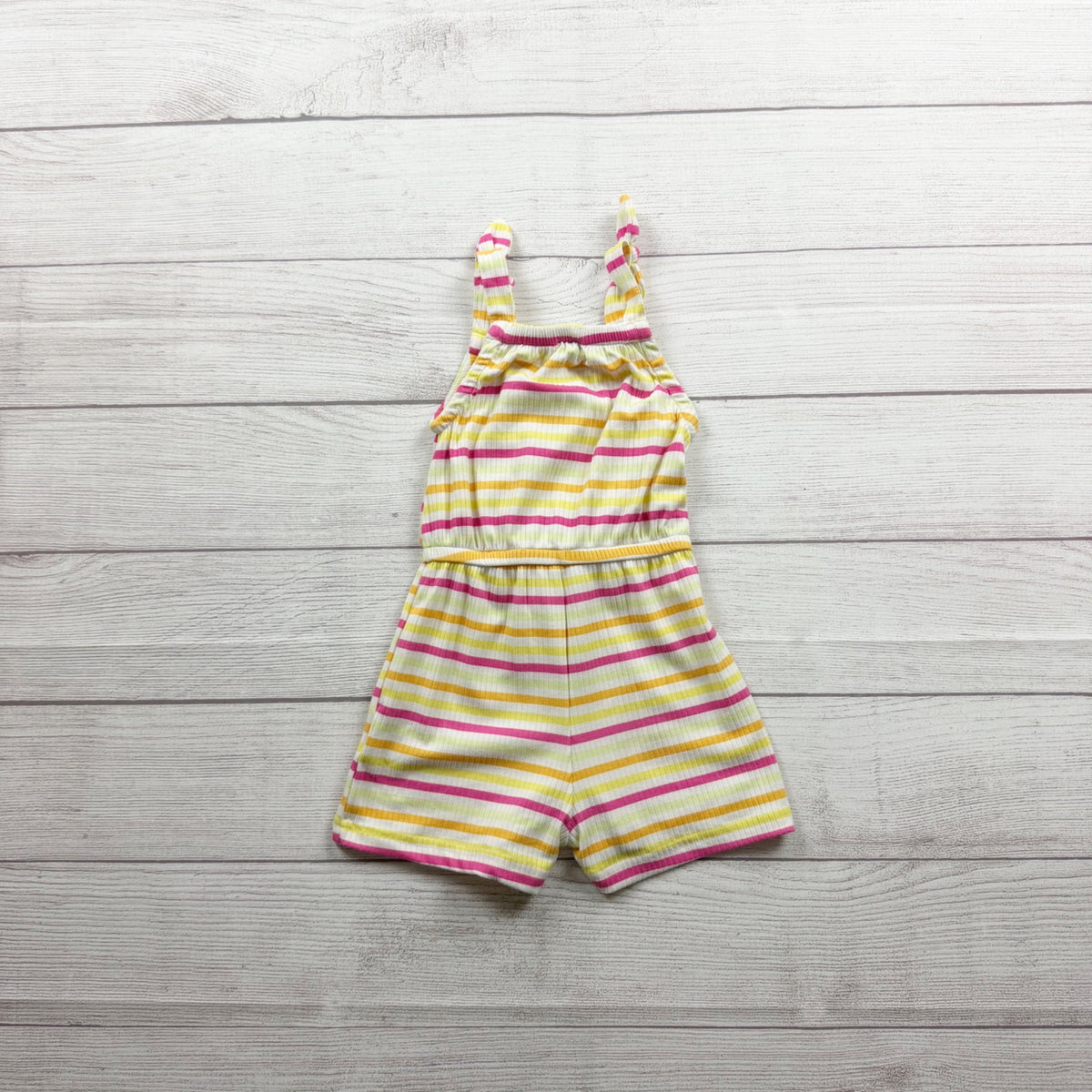 Picapino Girls Yellow Pink Stripe Romper Lightweight Sleeveless 12-18 Months