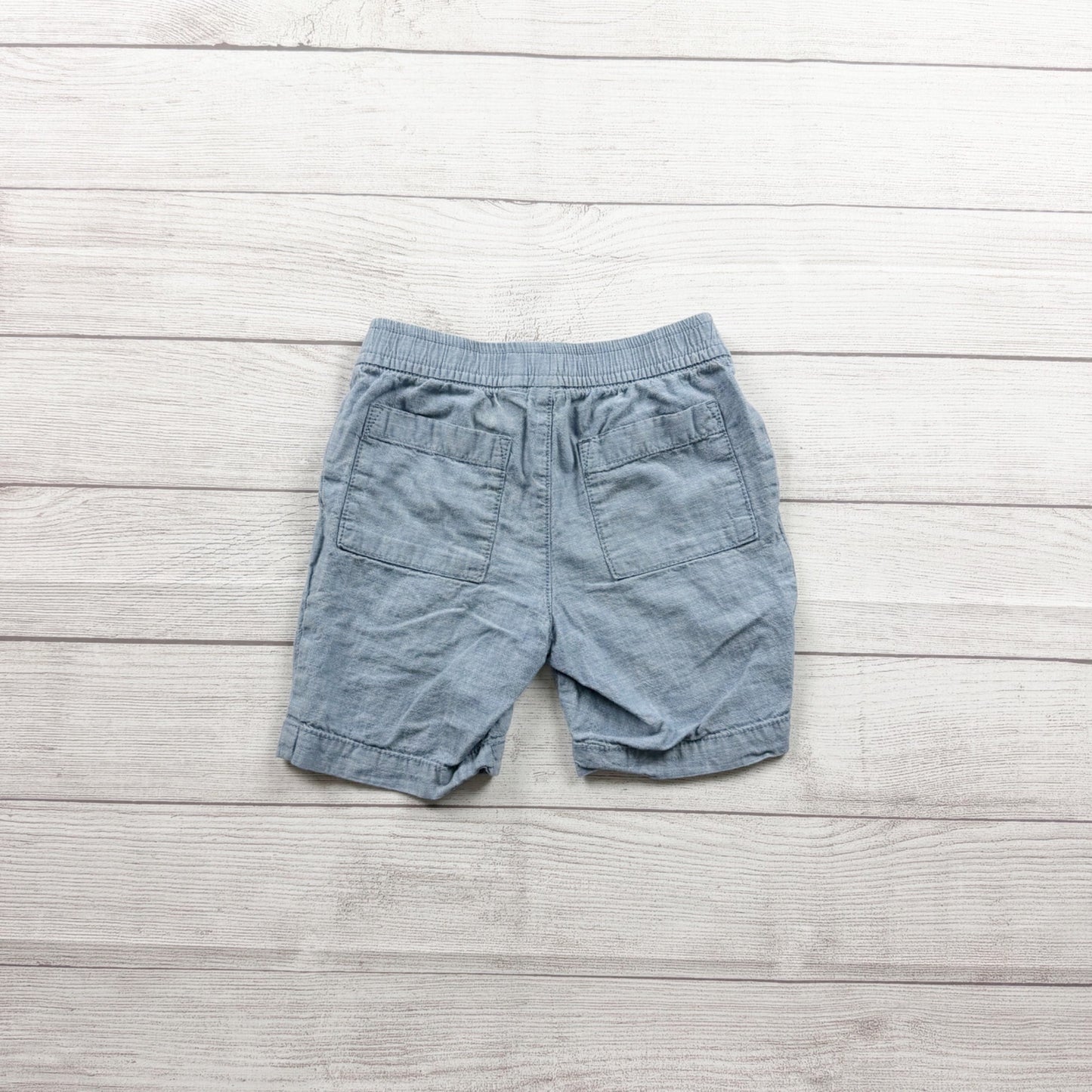 Gap Kids Boys Chambray Blue Pull On Shorts Elastic Waist Drawstring 6-7 S