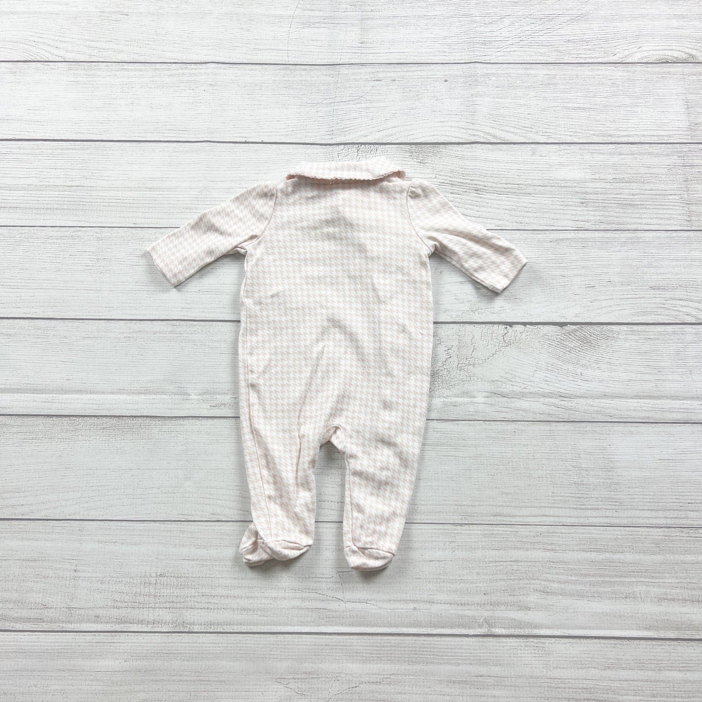 Ralph Lauren Baby Girls Houndstooth Footed Romper Snap Pink White 0-3 Months